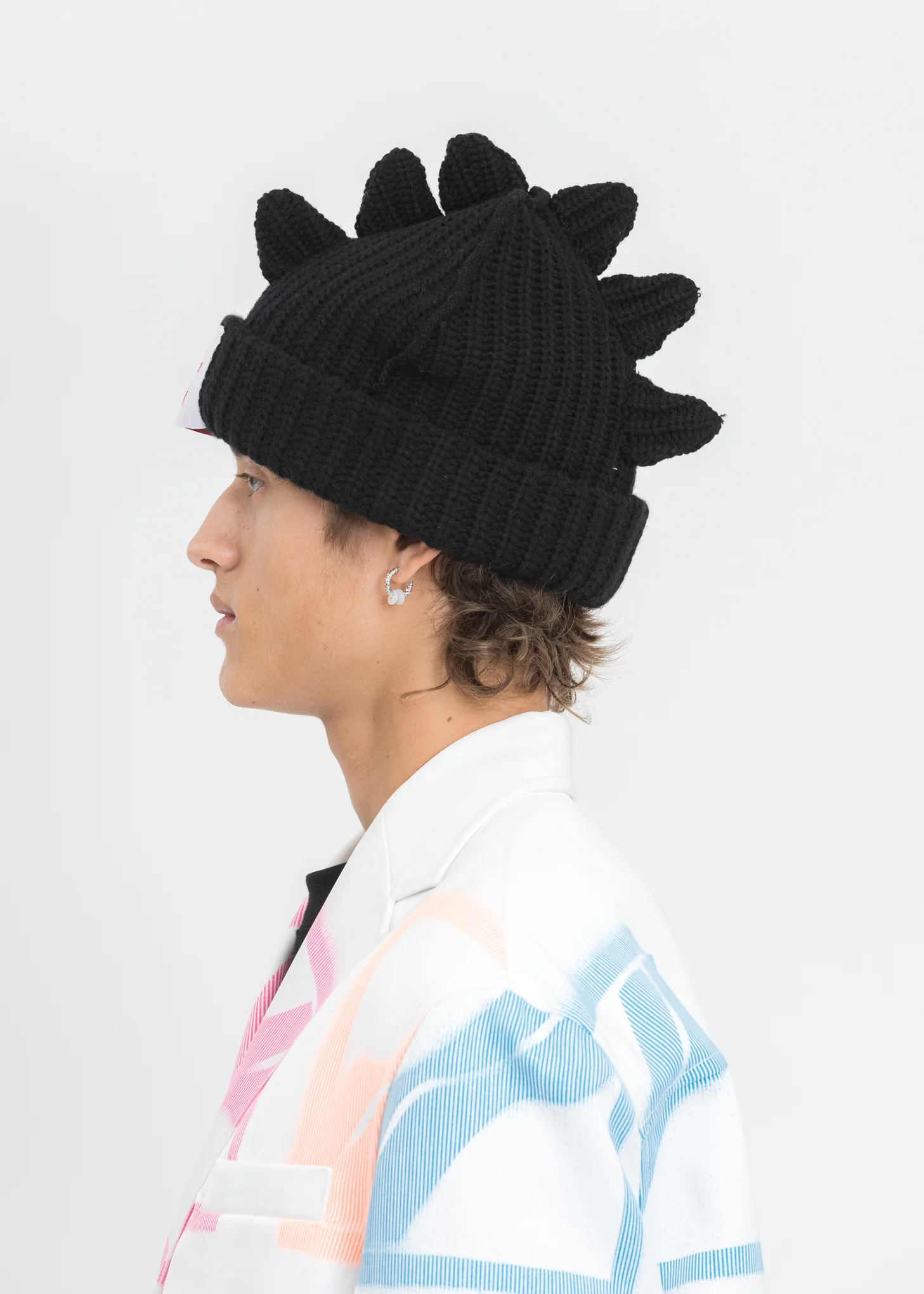 Black Chunky Spikes Beanie - Image 5