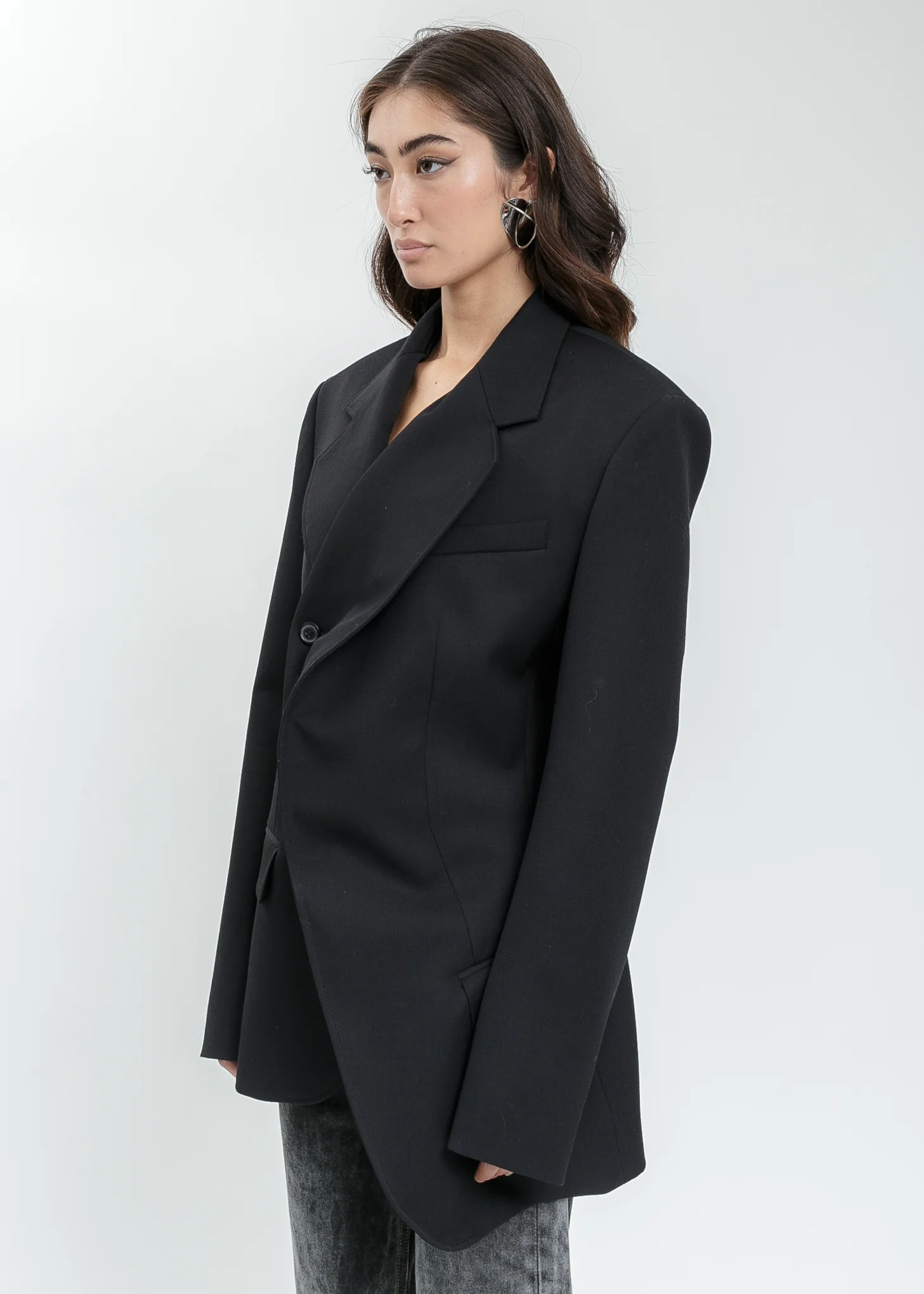 Black Classic Twisted Lapel Blazer - Image 2