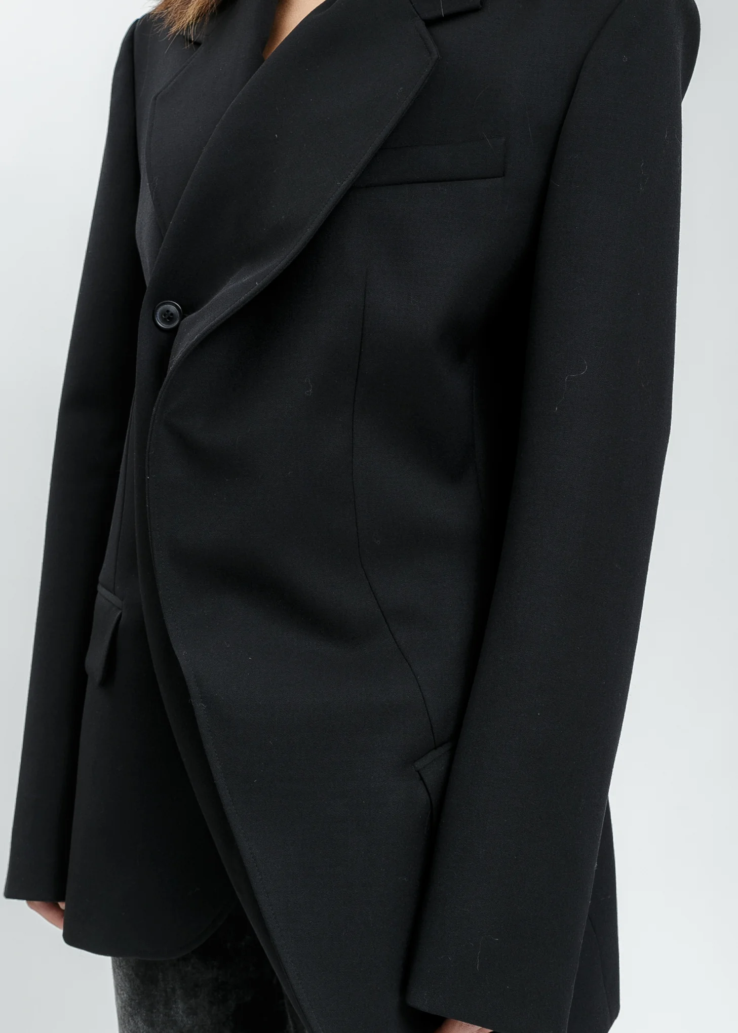 Black Classic Twisted Lapel Blazer - Image 3
