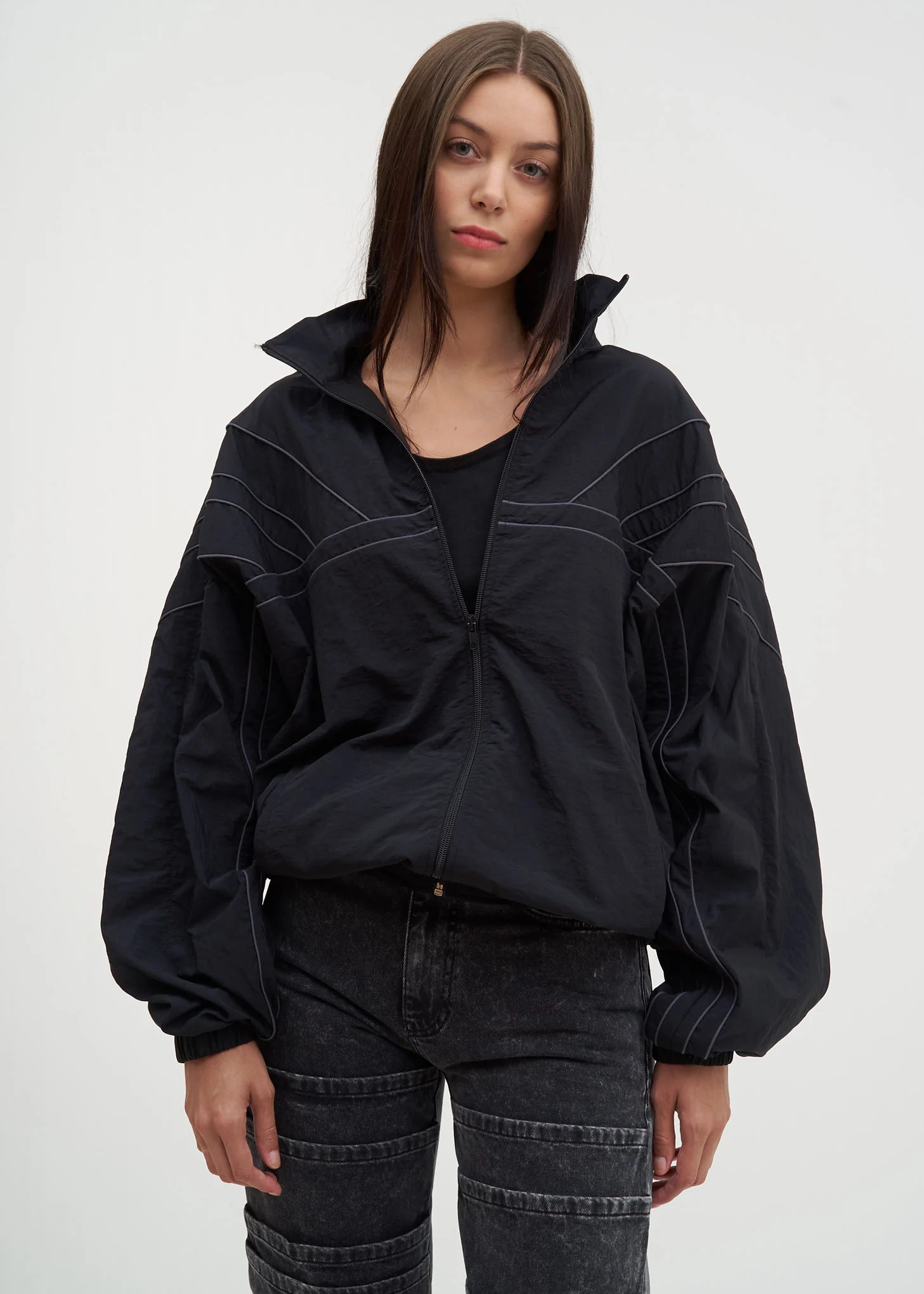 Black Clipped Shoulder Track Jacket