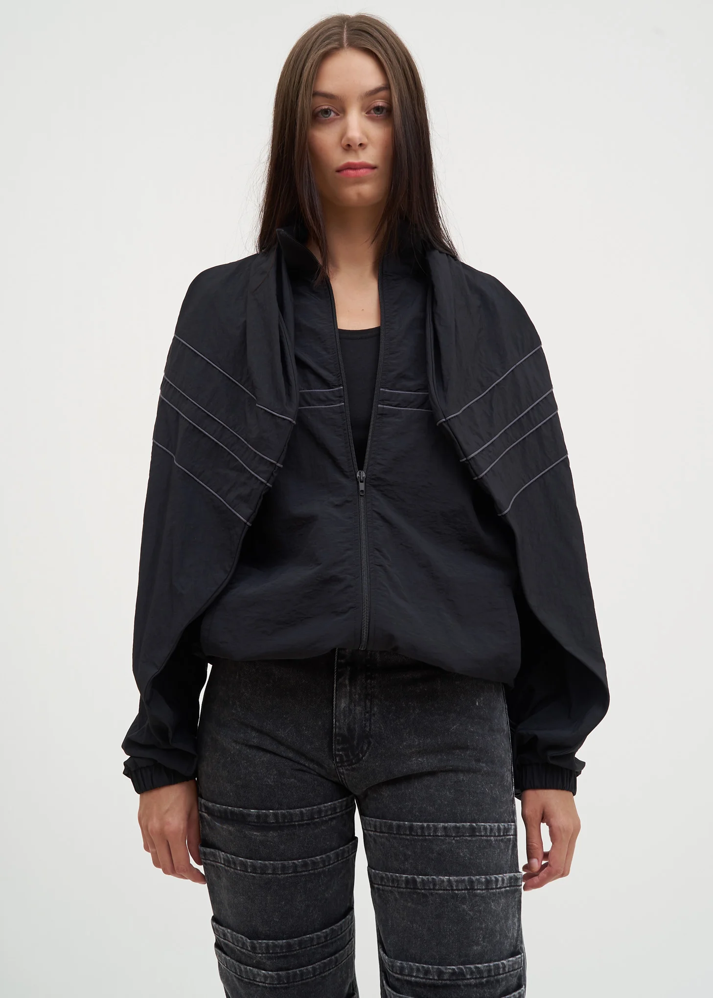 Black Clipped Shoulder Track Jacket - Image 4