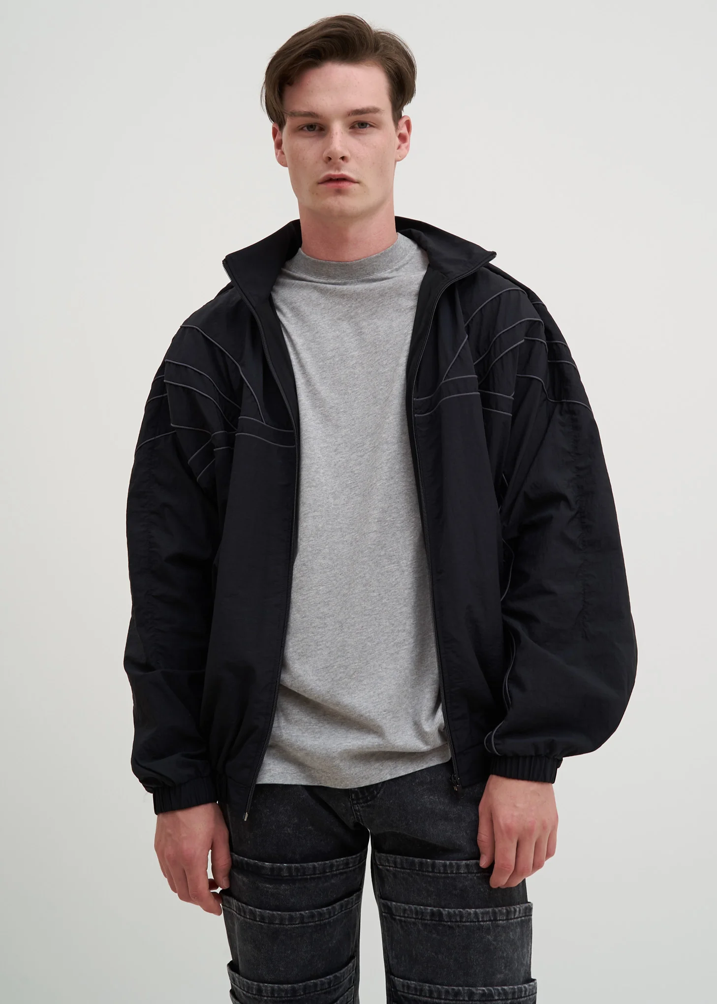 Black Clipped Shoulder Track Jacket - Image 2