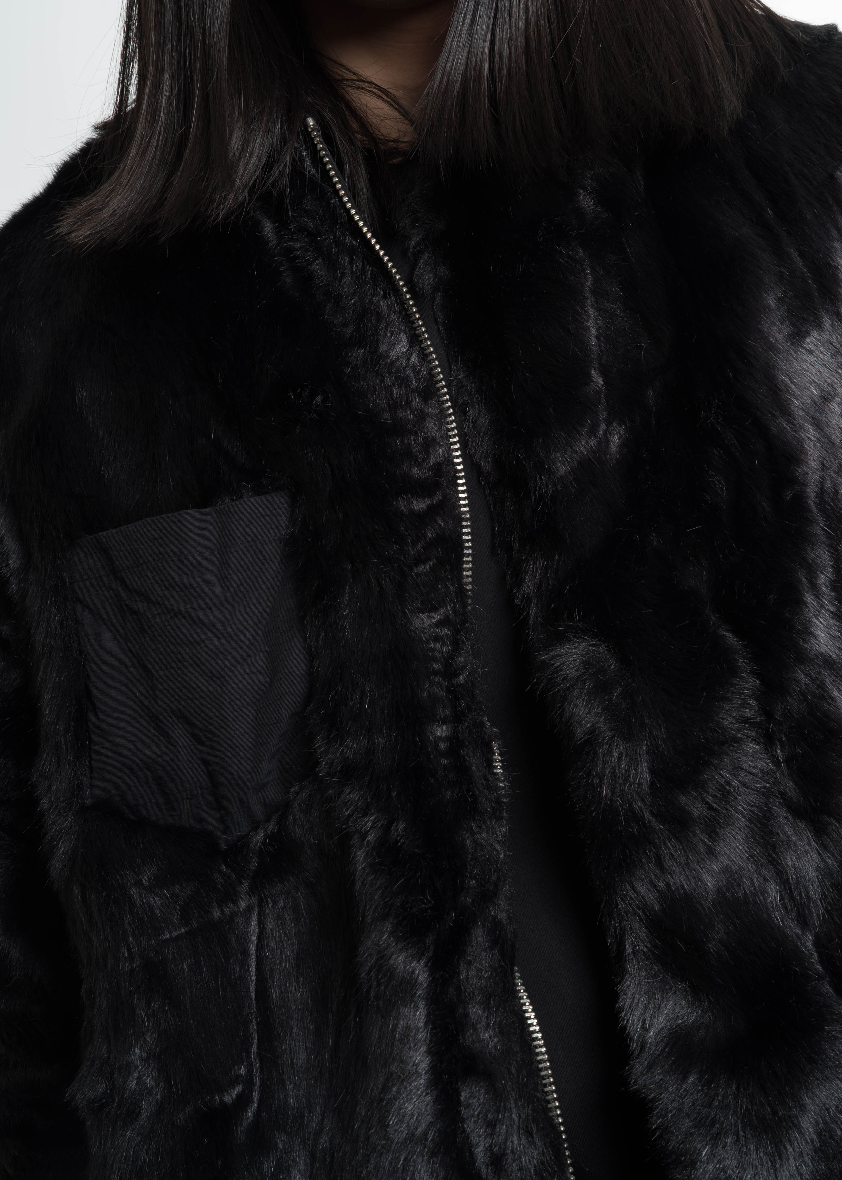 Black Coach Jacket w/ Fur Lining - Image 3