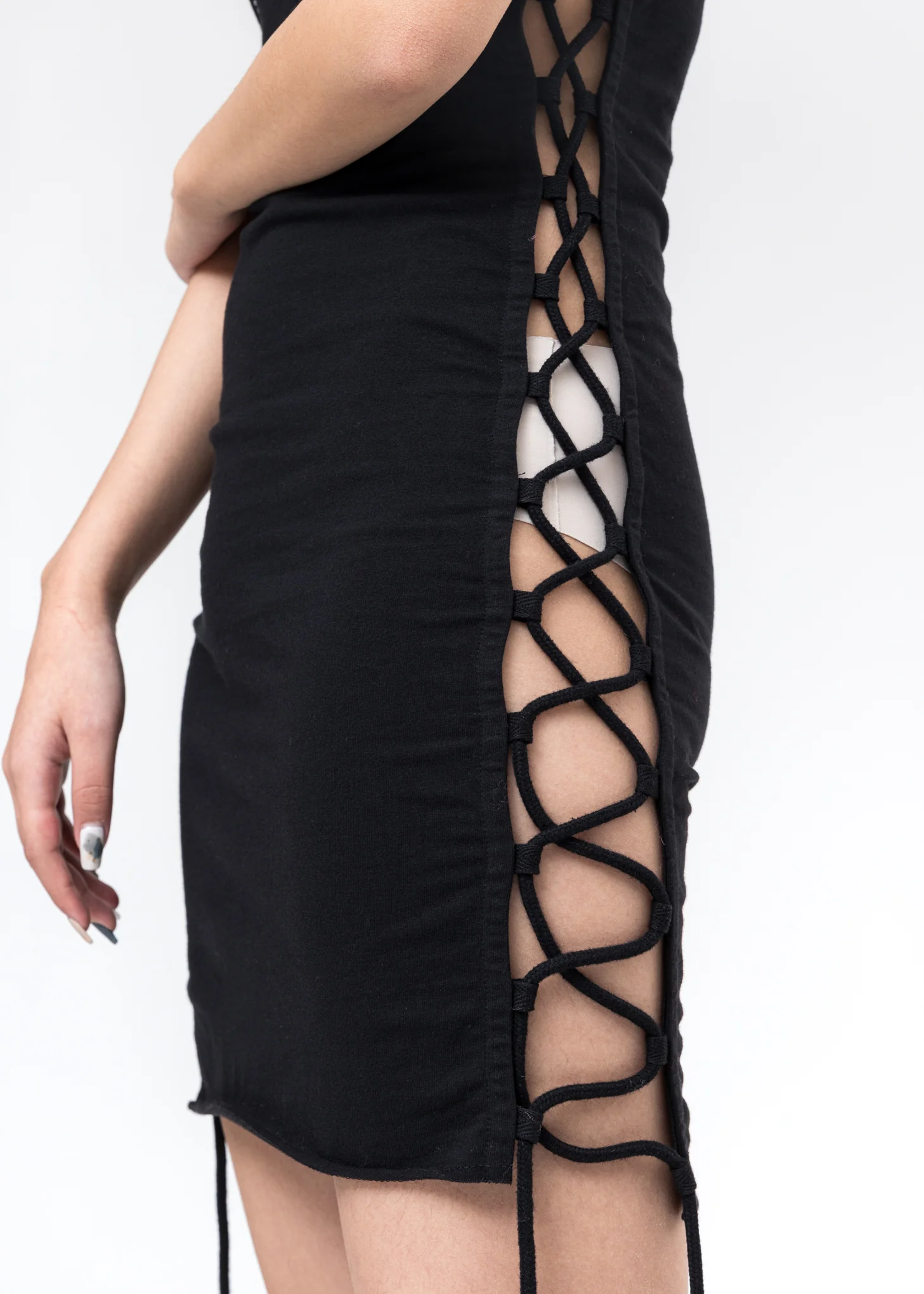 Black 'Cobwebs' Sexy Dress with Rainbow Crystals - Image 5