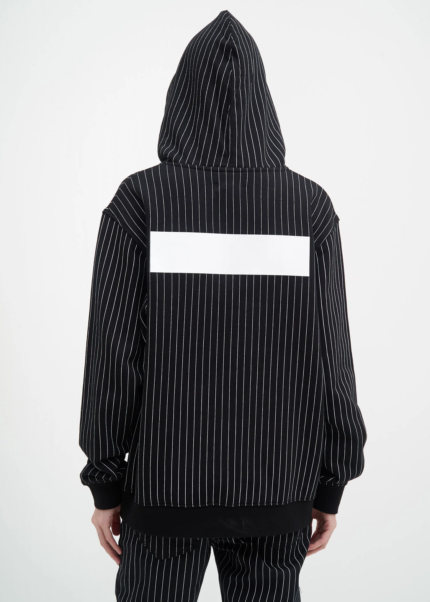 Black College Pinstripe Hoodie - Image 2