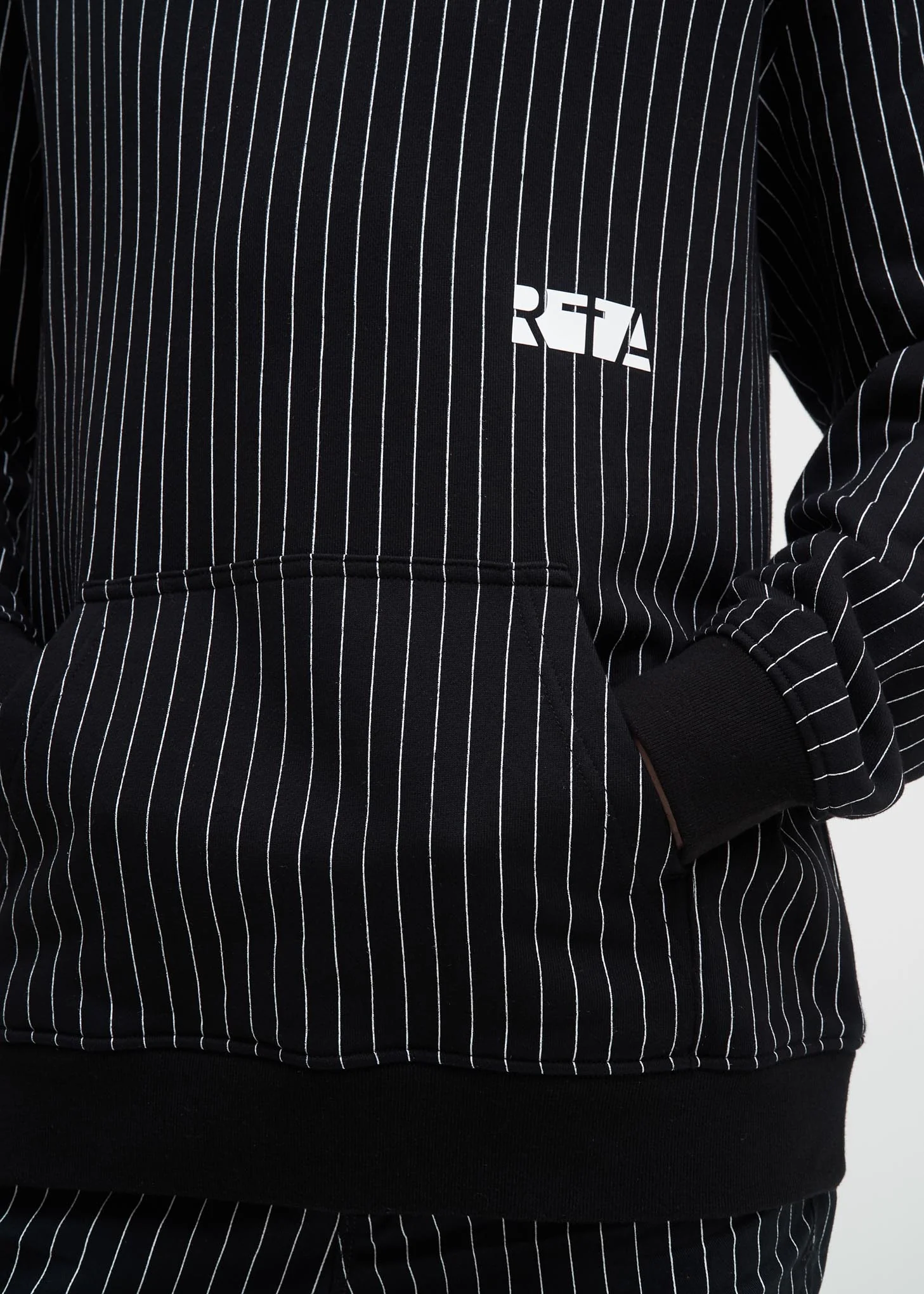 Black College Pinstripe Hoodie - Image 4