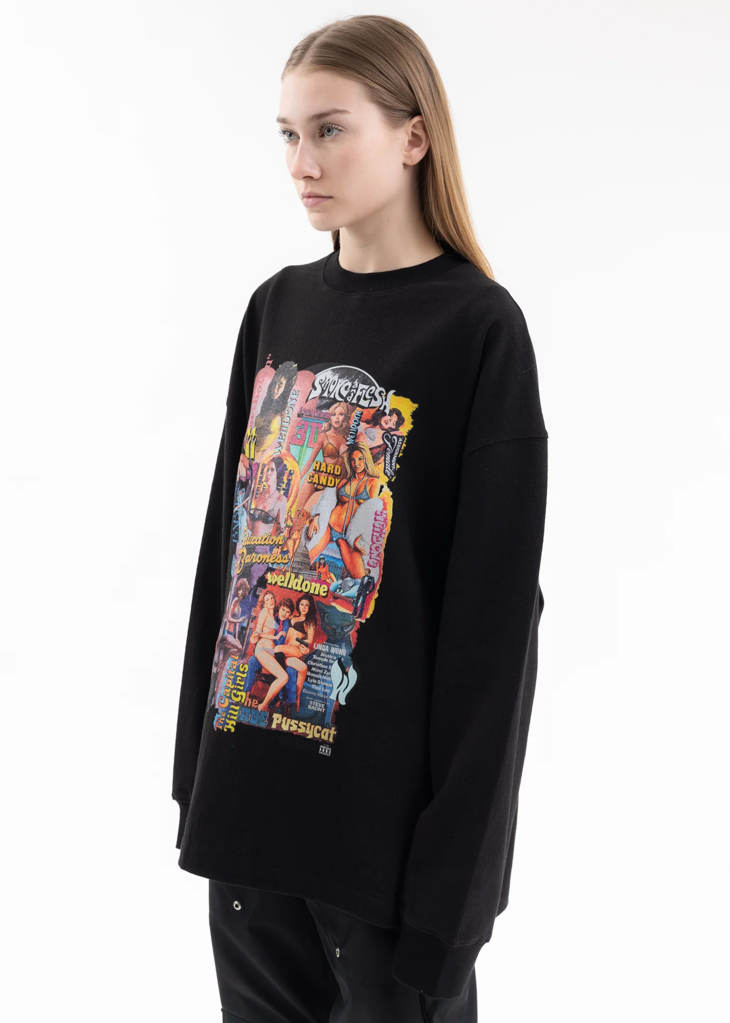 BLACK COLOR MOVIE COLLAGE LONG-SLEEVED T-SHIRT - Image 3