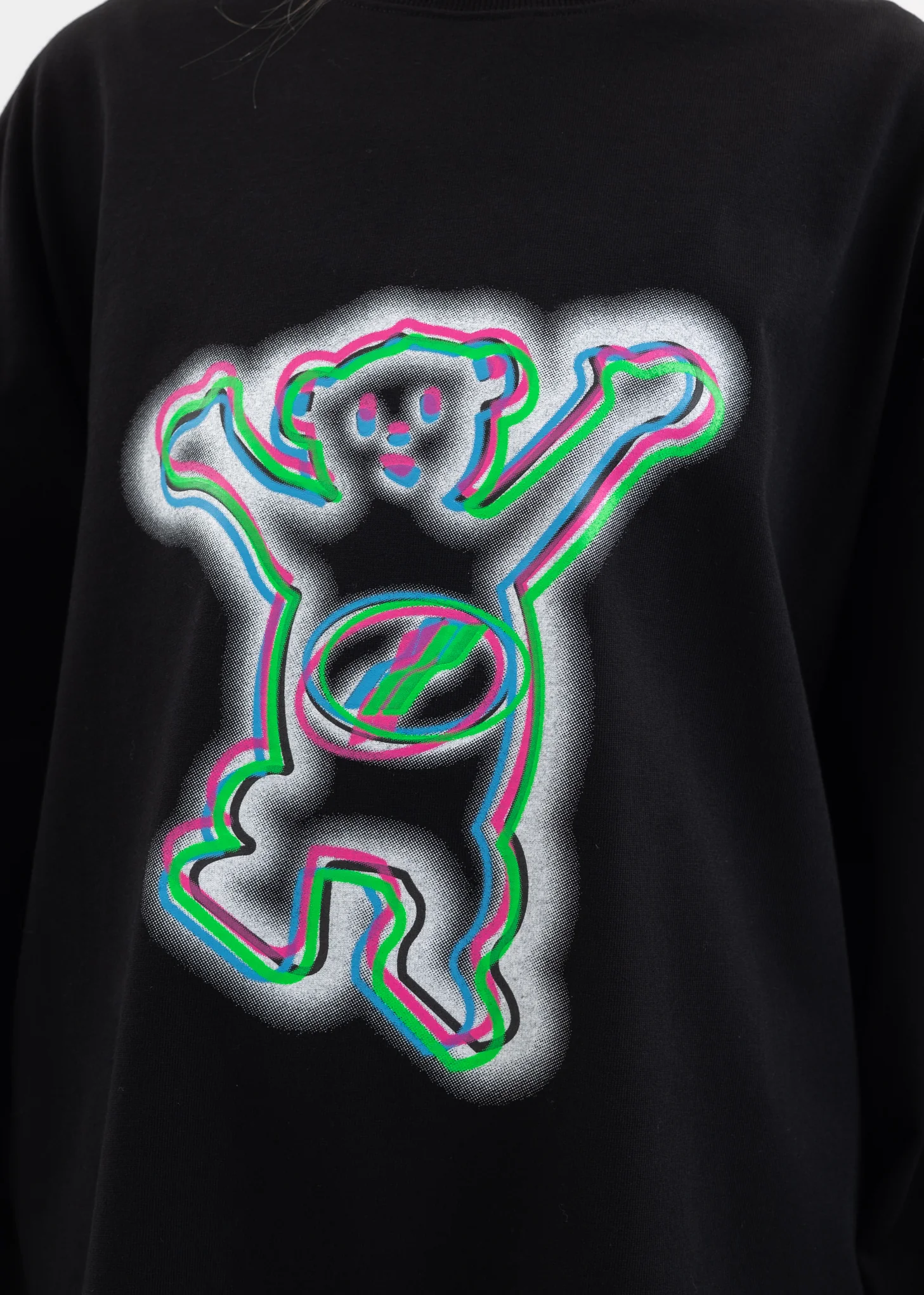 BLACK COLORFUL TEDDY PRINT LONG-SLEEVED T-SHIRT - Image 4