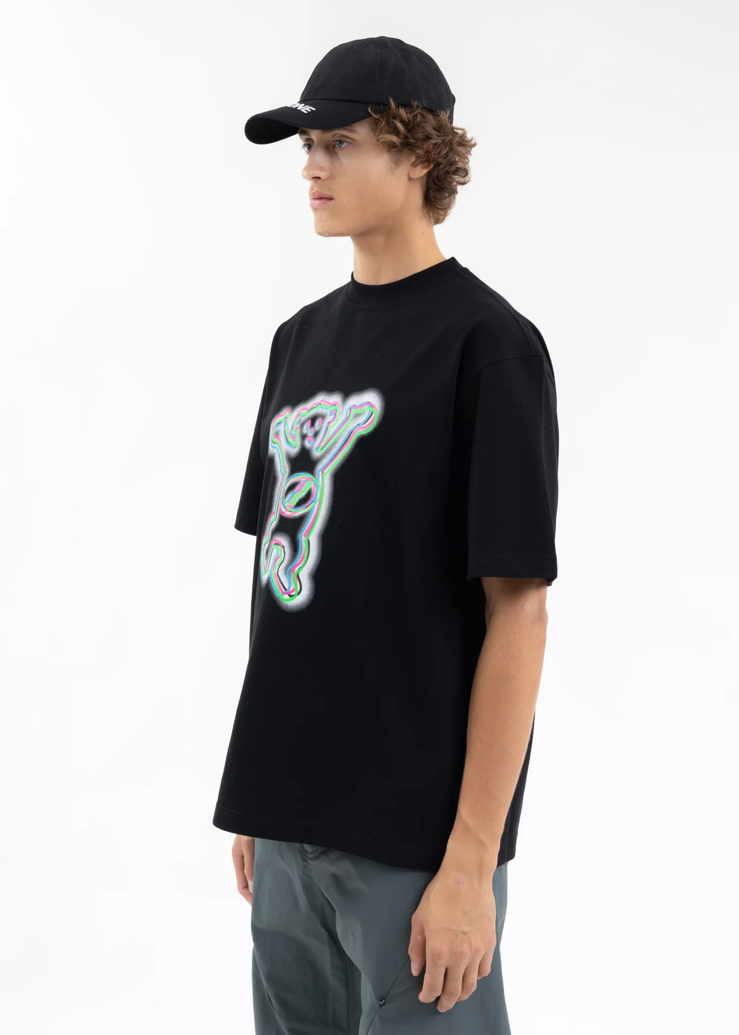 BLACK COLORFUL TEDDY PRINT T-SHIRT - Image 3