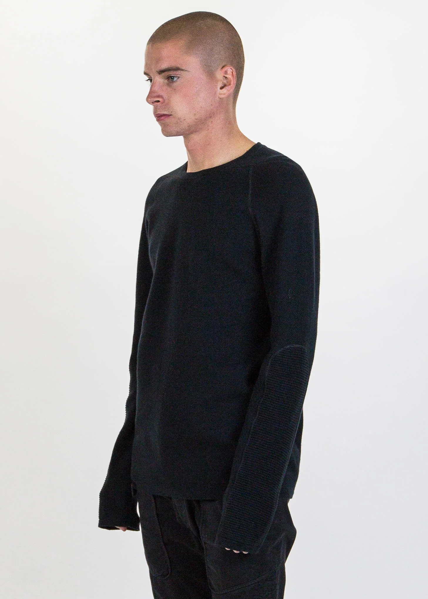Black Combo Waffle Crewneck - Image 3