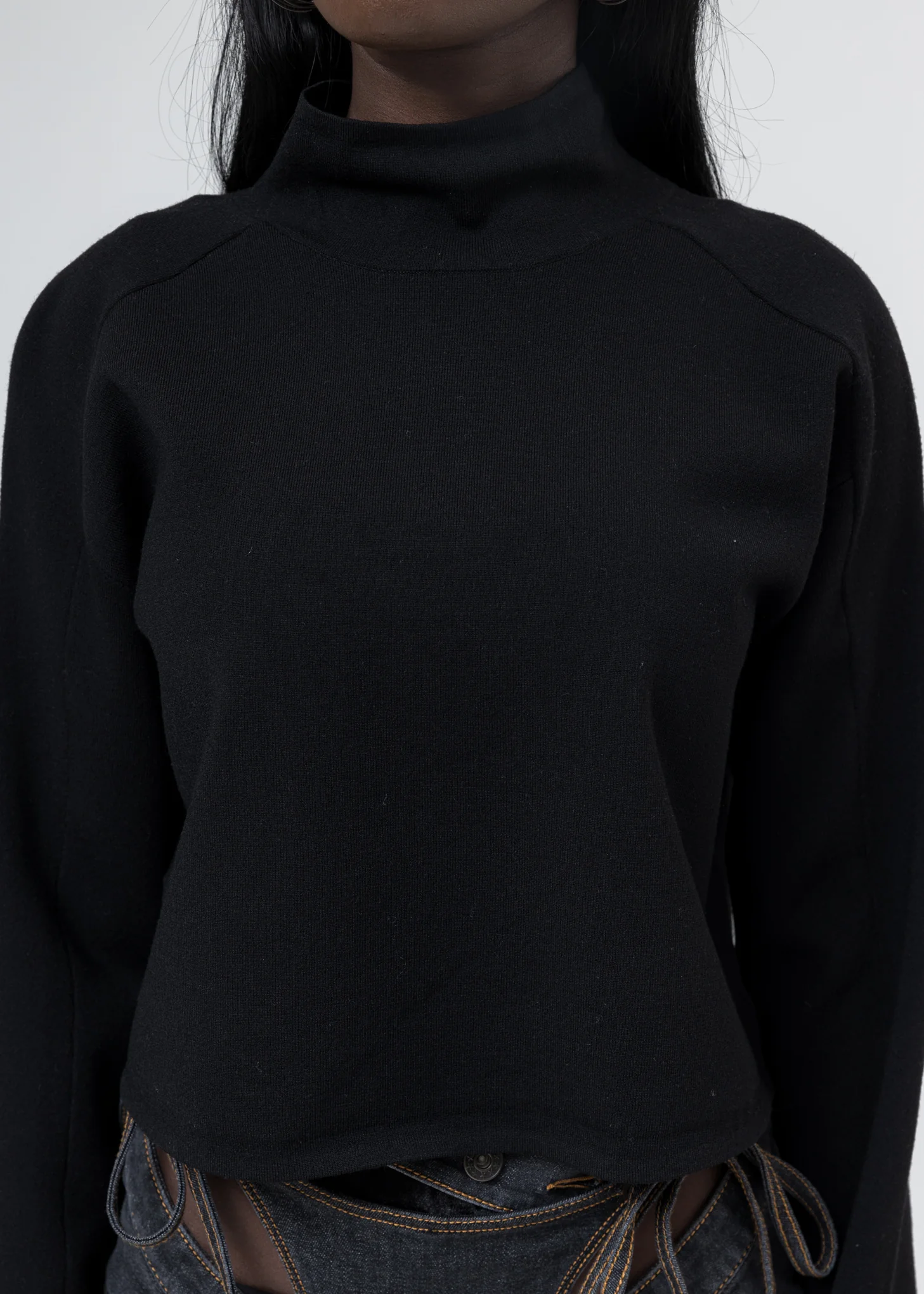 Black Compact Wool Tank Turtleneck - Image 4