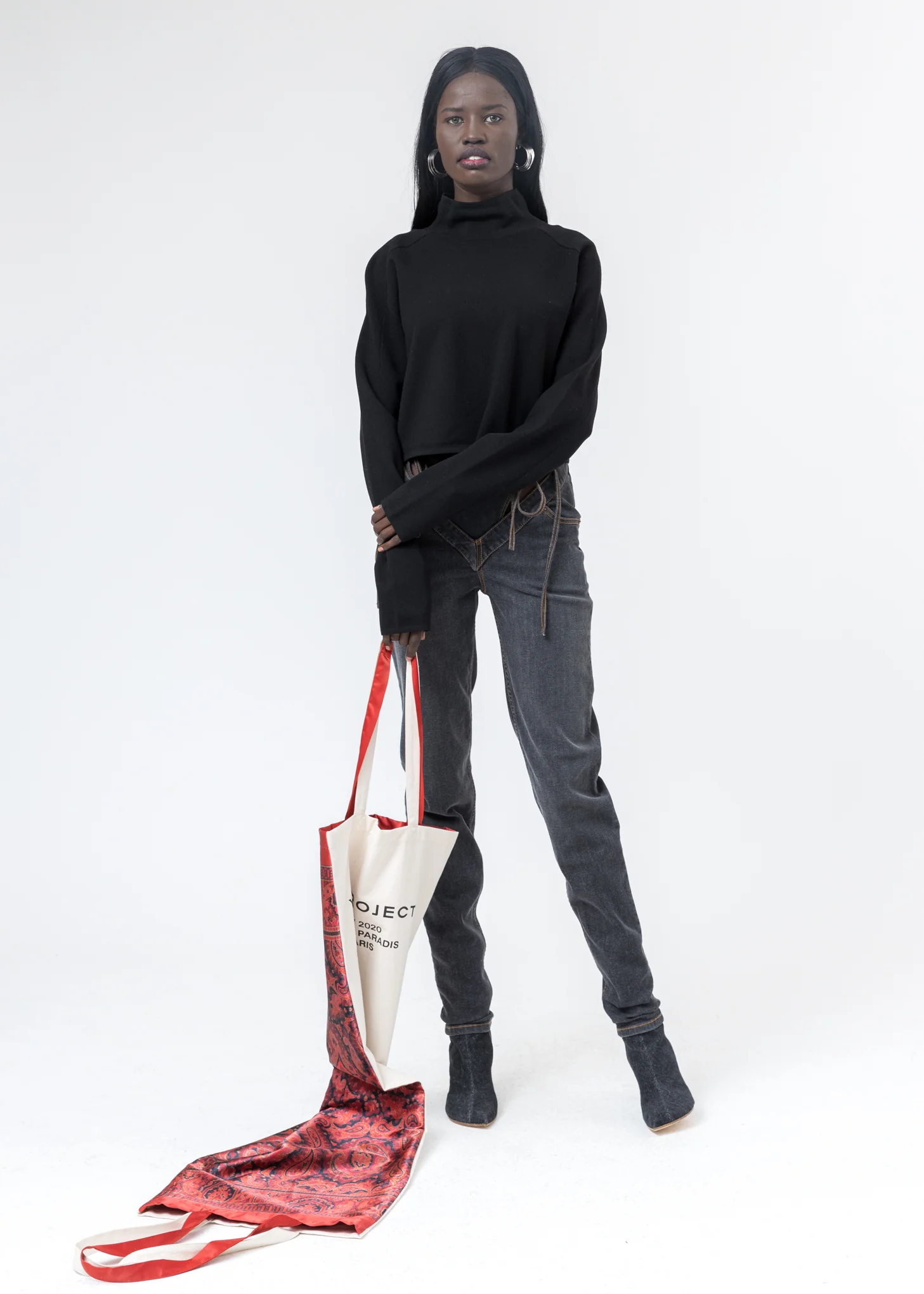 Black Compact Wool Tank Turtleneck - Image 5