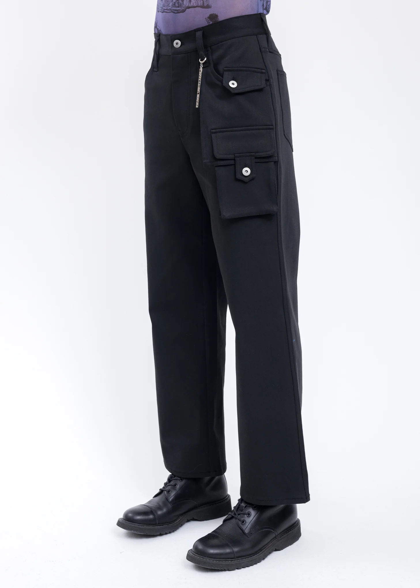 Black Contrast Color Trousers - Image 2