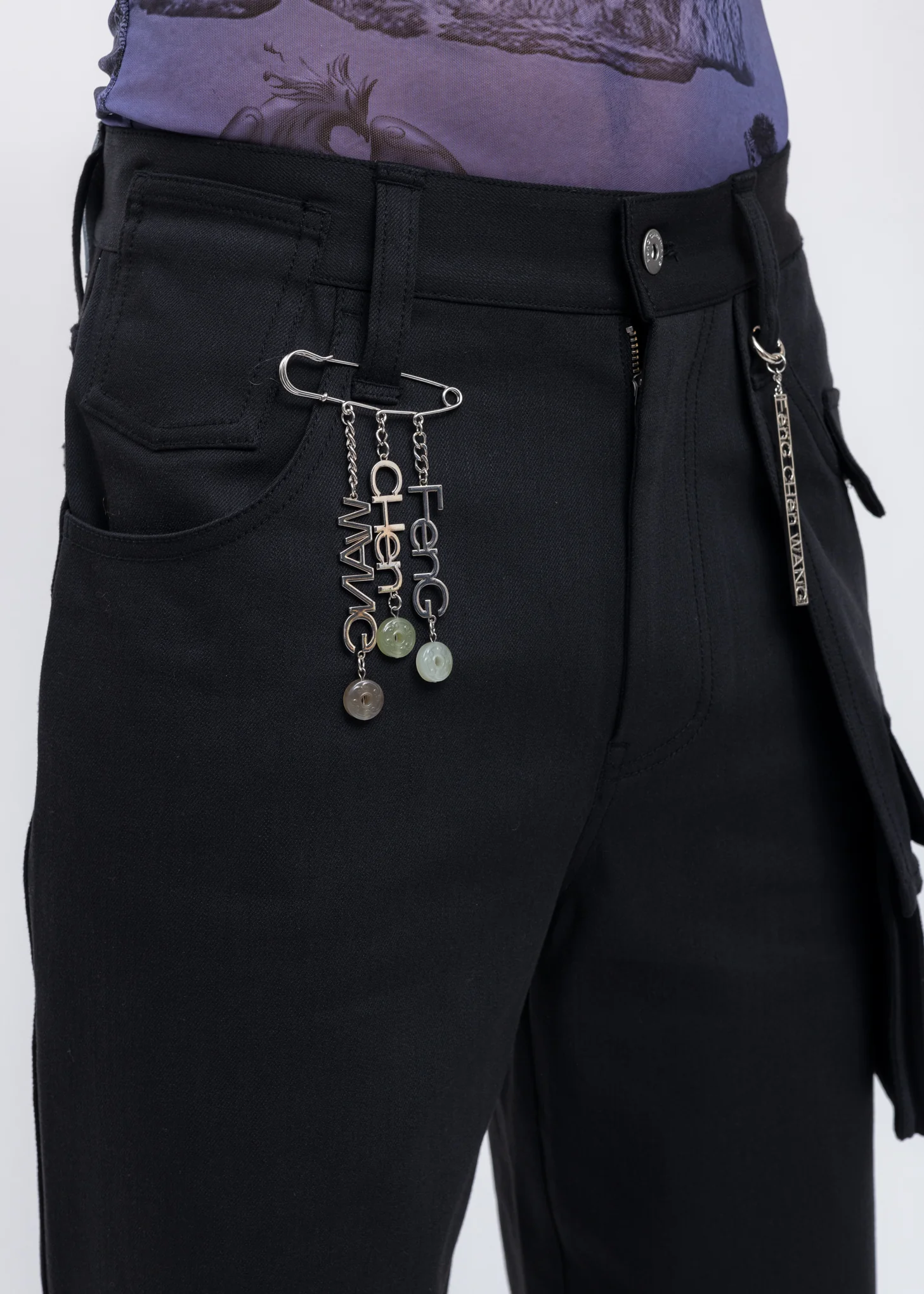 Black Contrast Color Trousers - Image 5