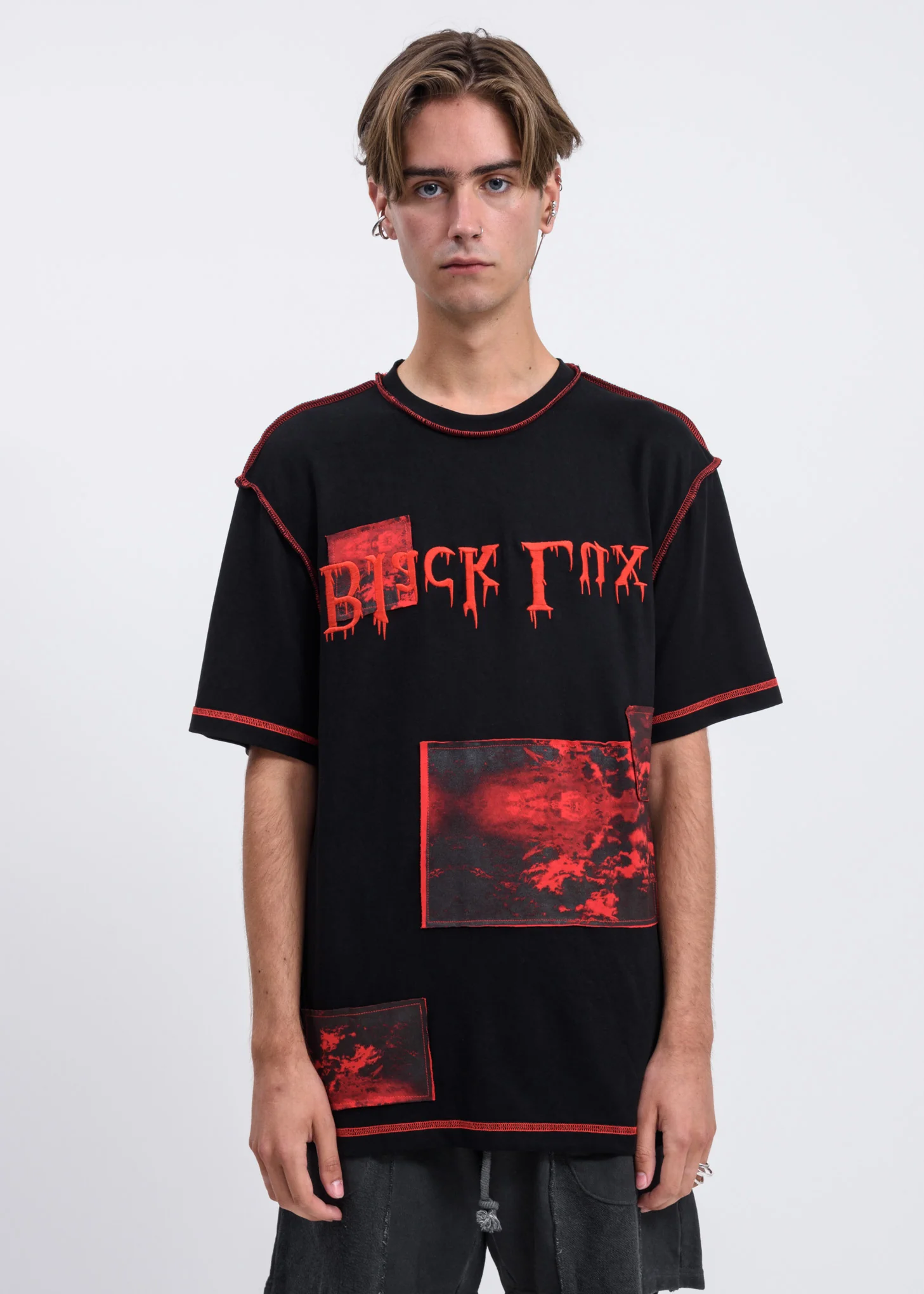Black Contrast Stitch T-Shirt