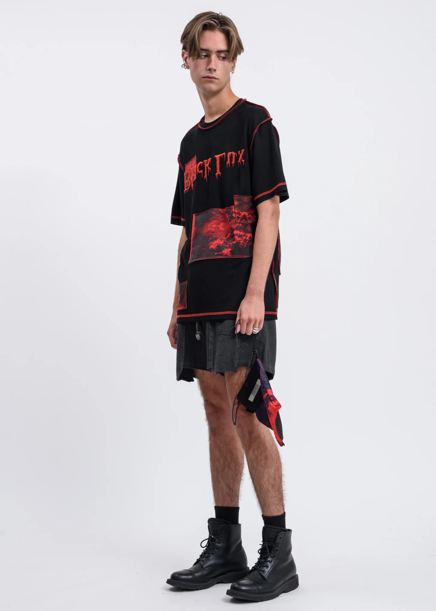 Black Contrast Stitch T-Shirt - Image 6