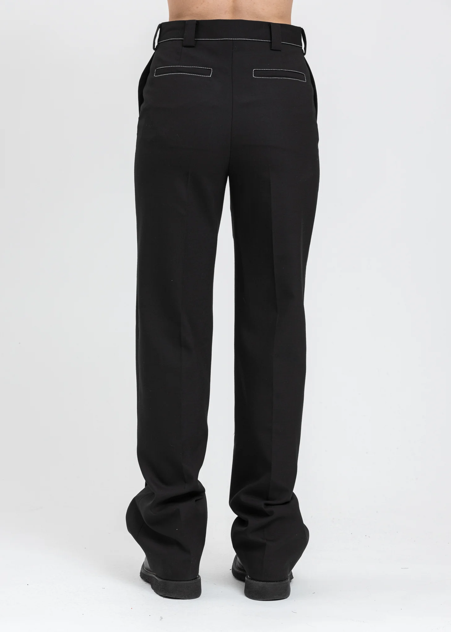 Black Contrast Top Stitch Tailor Trouser - Image 3
