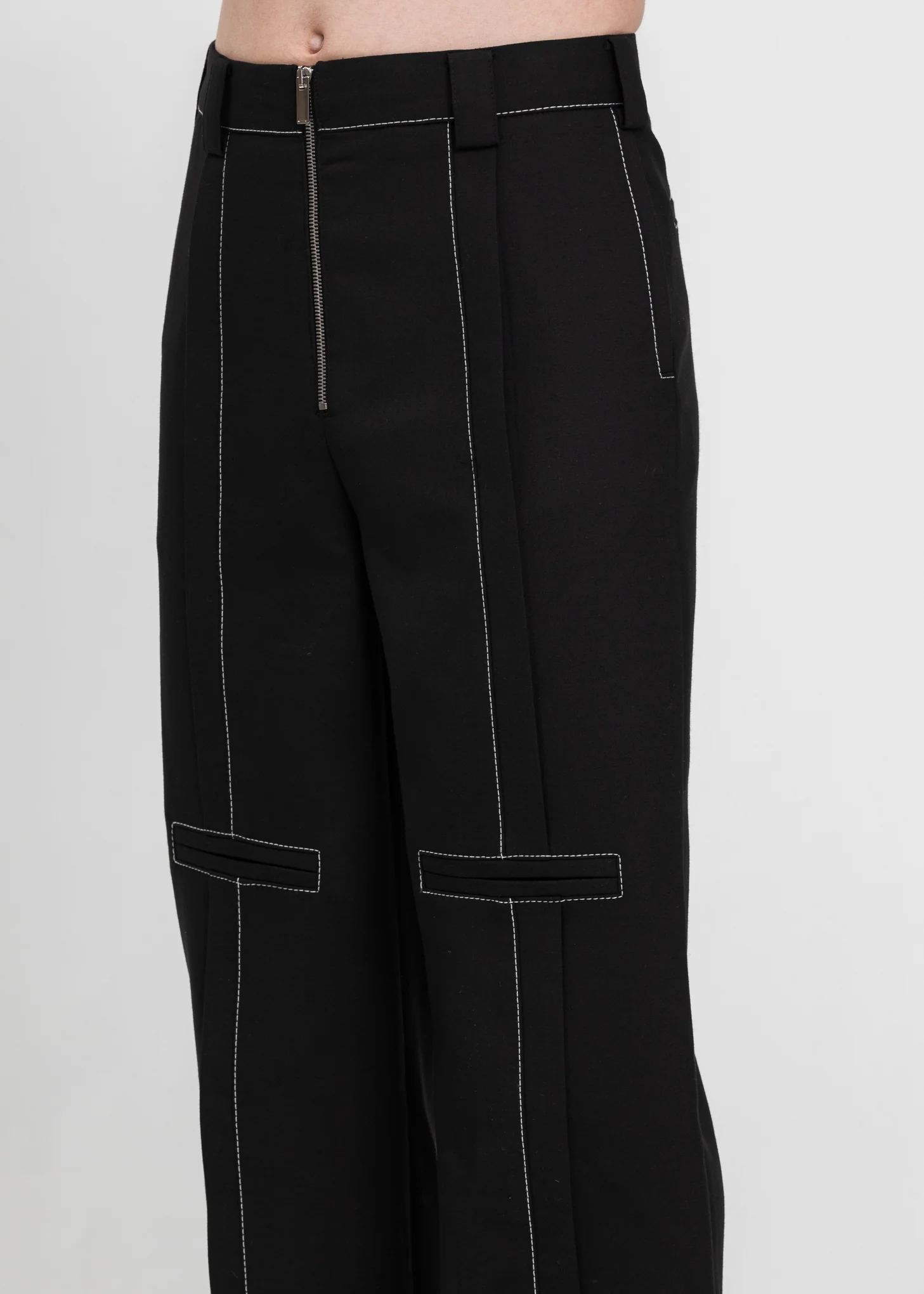 Black Contrast Top Stitch Tailor Trouser - Image 4