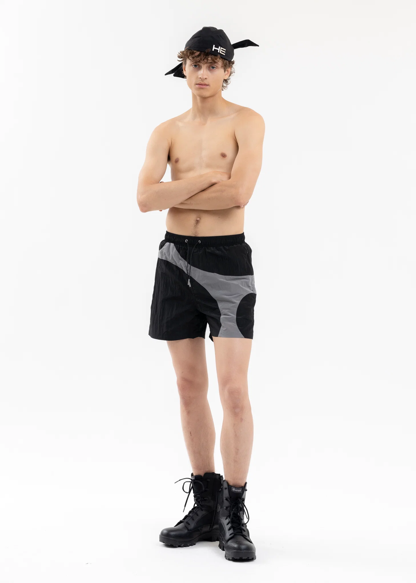 BLACK CONVERGED SWIM SHORTS - Image 5