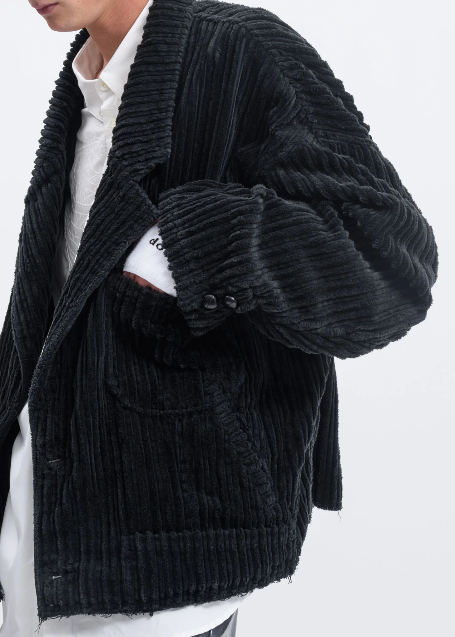 Black Corduroy Cut-Off Jacket - Image 2