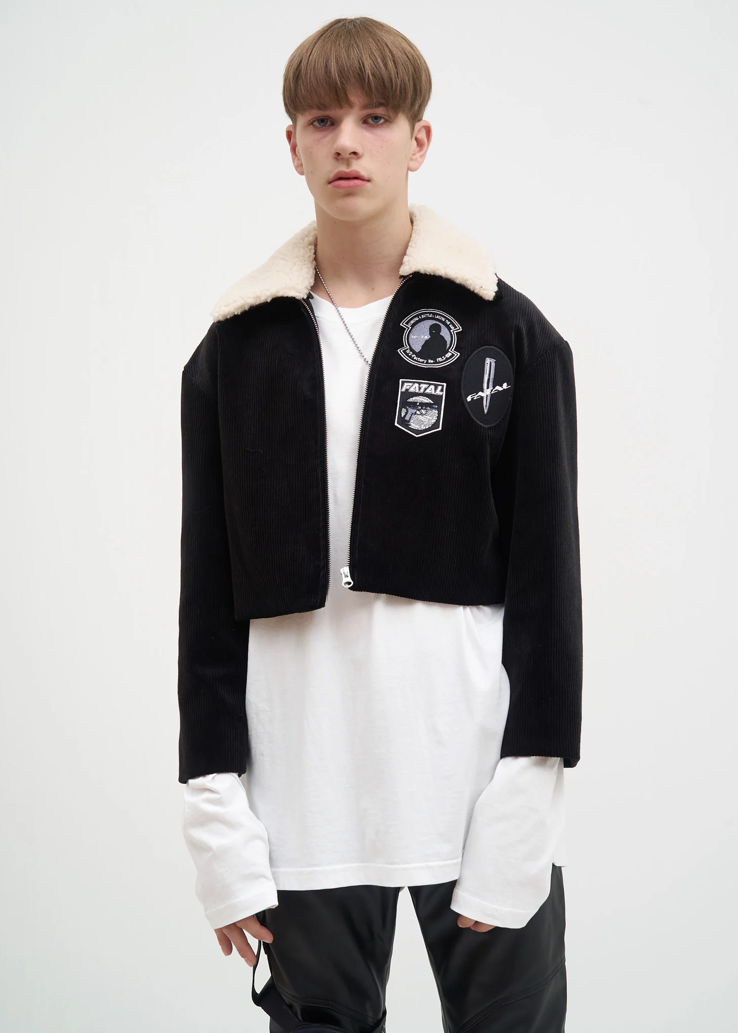 Black Corduroy Jacket w/ Detachable Collar - Image 2