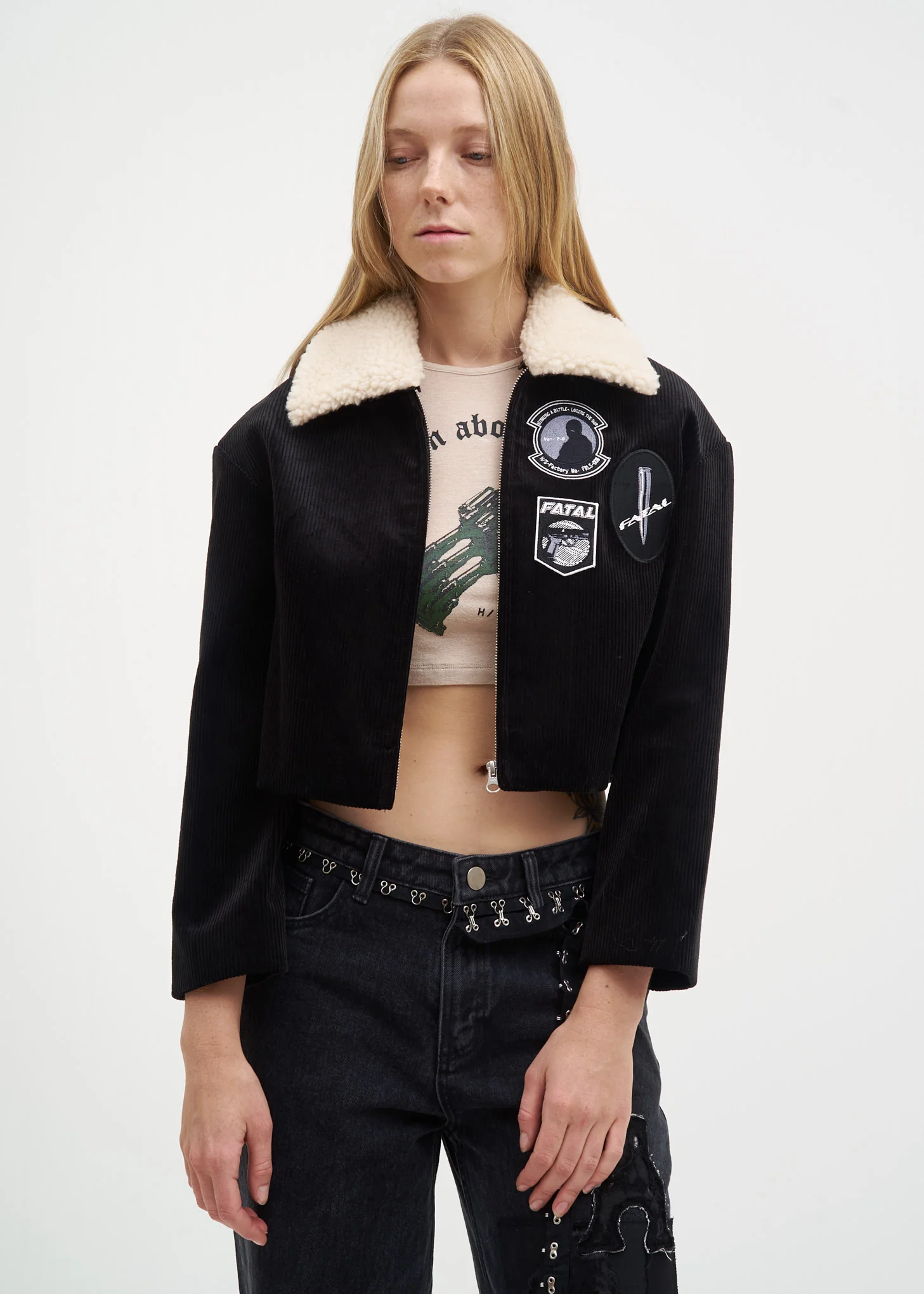 Black Corduroy Jacket w/ Detachable Collar - Image 4
