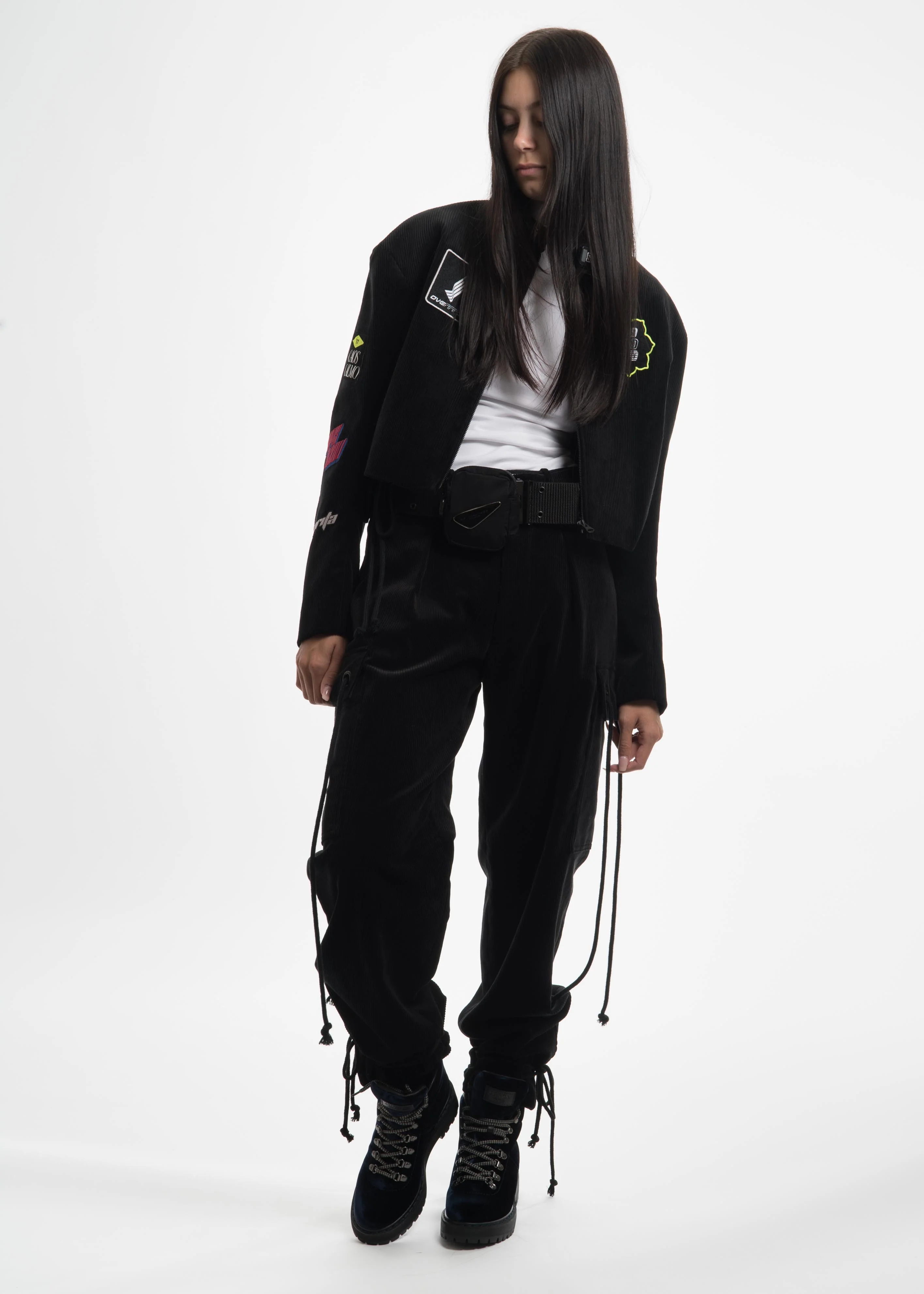 Black Corduroy Pants with Military Belt - Image 8
