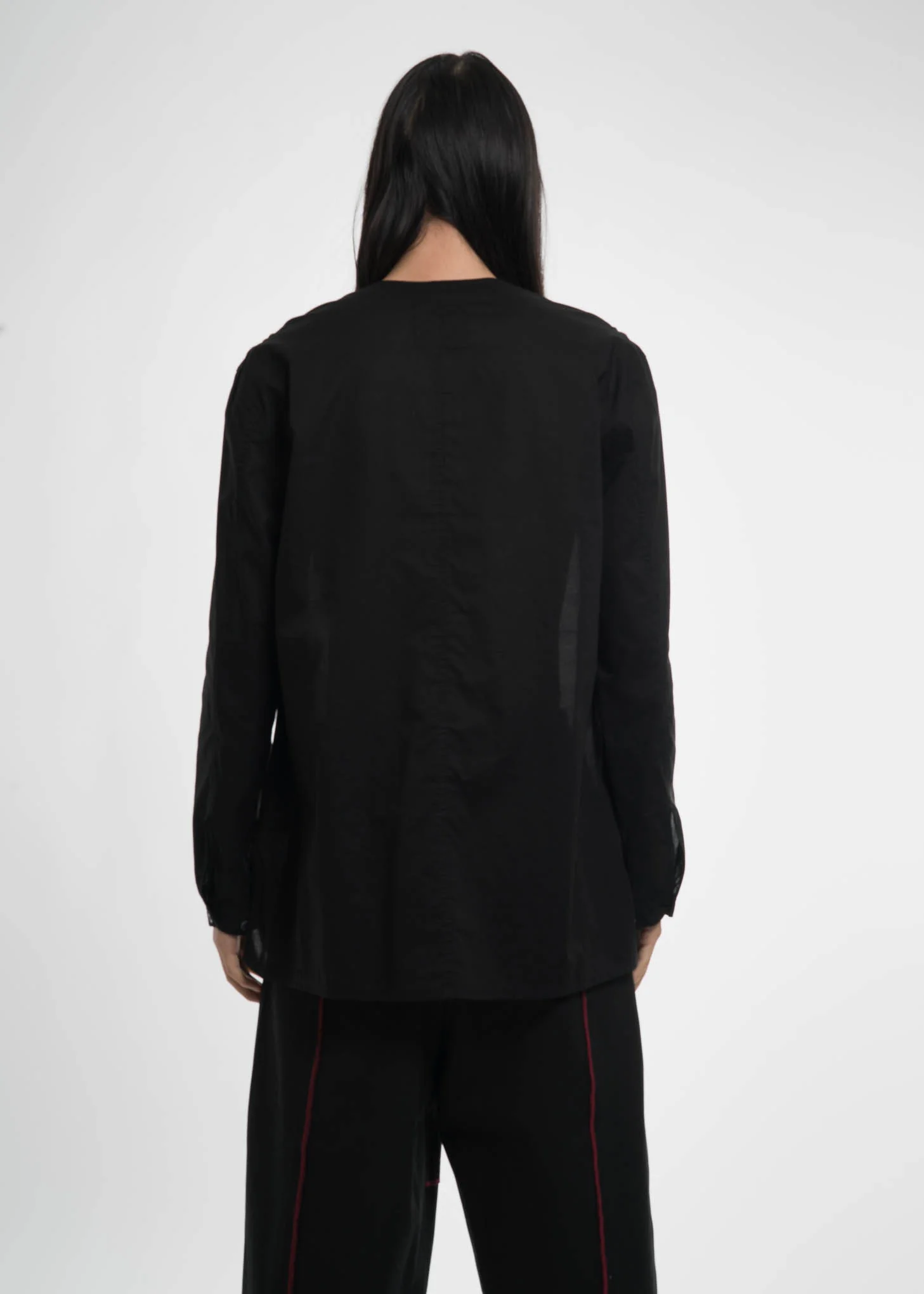Black Cotton Monk V-Shirt - Image 2