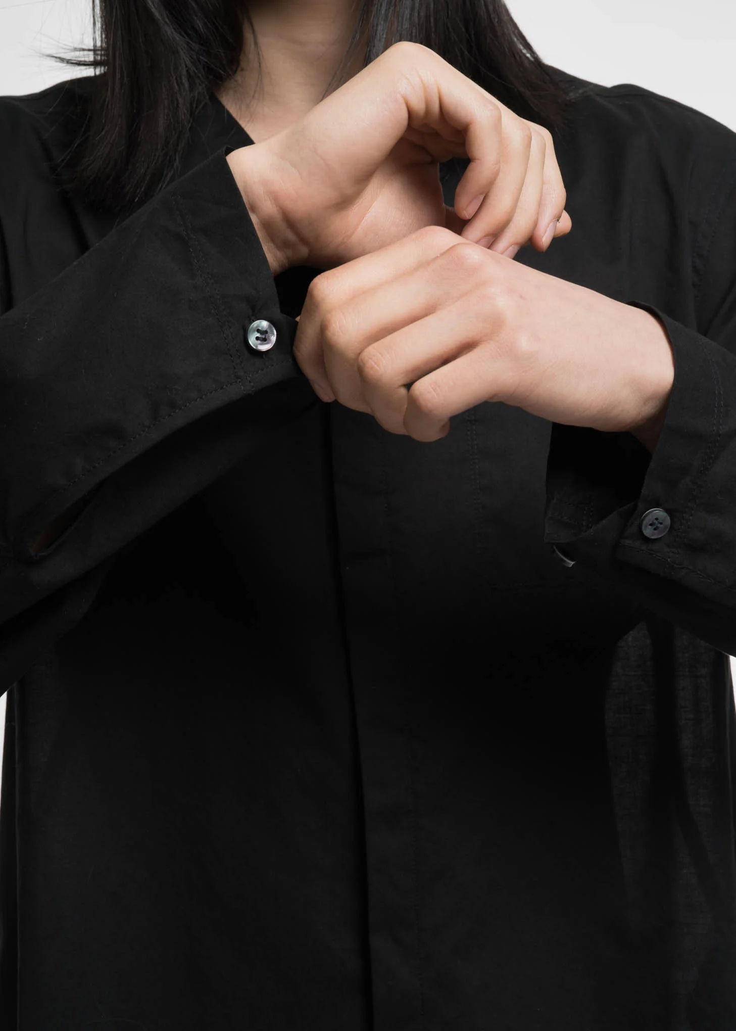 Black Cotton Monk V-Shirt - Image 5