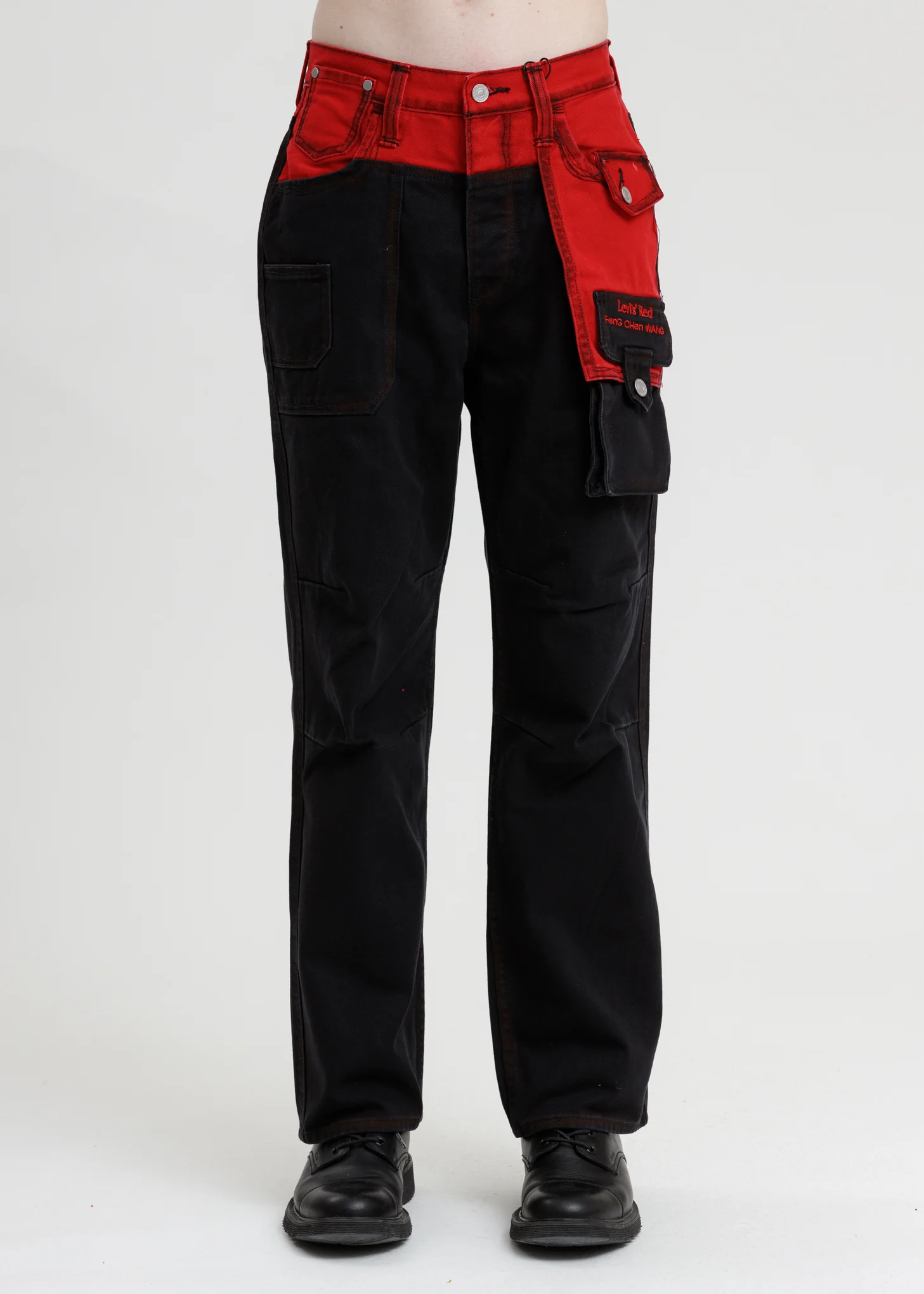 Black and Red Levi's Edition Denim Twill Straight Loose Jeans