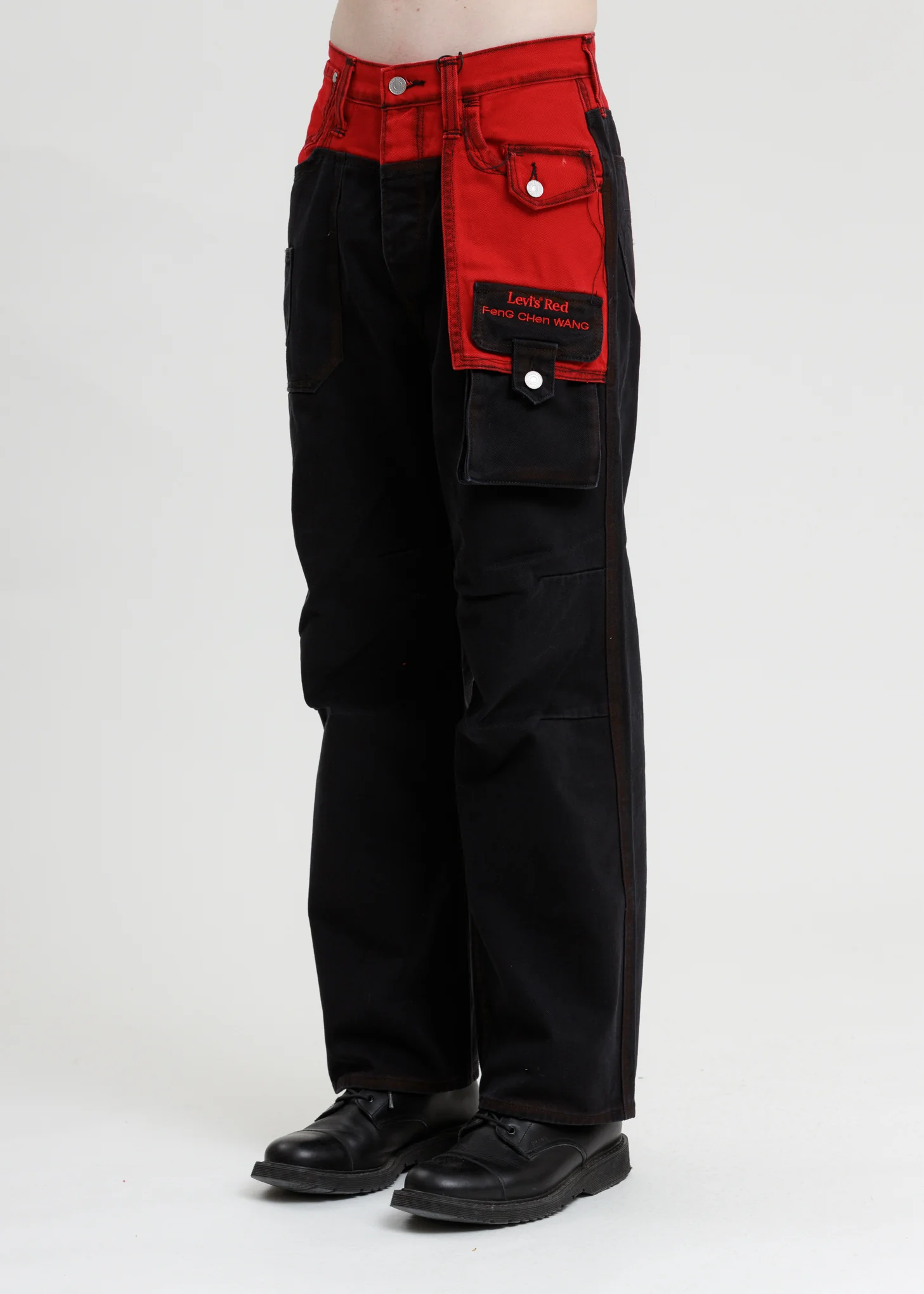 Black and Red Levi's Edition Denim Twill Straight Loose Jeans - Image 2