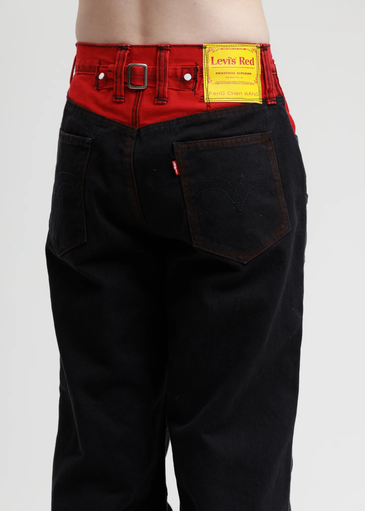 Black and Red Levi's Edition Denim Twill Straight Loose Jeans - Image 5