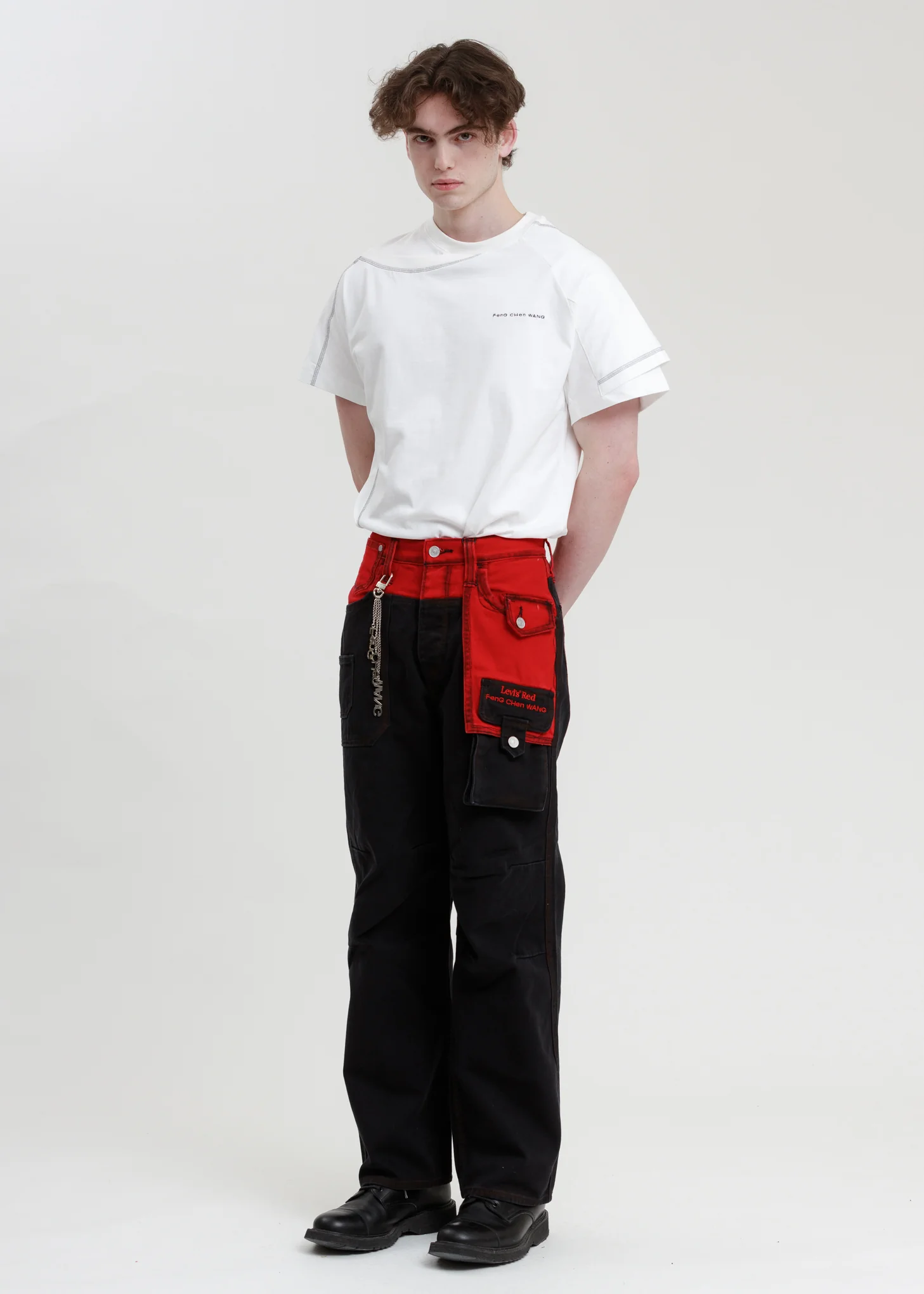 Black and Red Levi's Edition Denim Twill Straight Loose Jeans - Image 6