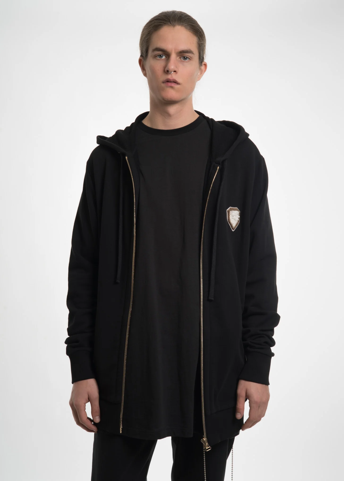 Black Crest Hoodie w/ Pearls - Image 3