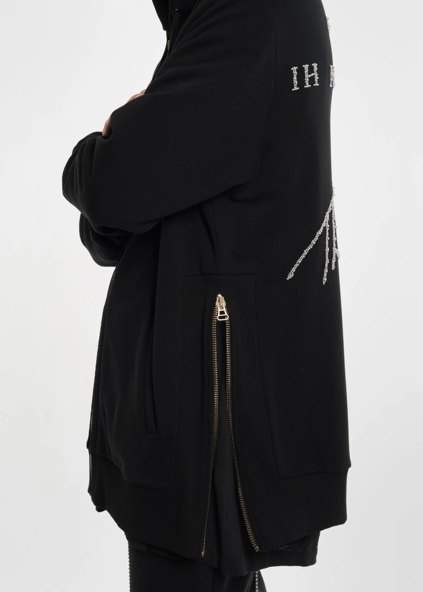 Black Crest Hoodie w/ Pearls - Image 7
