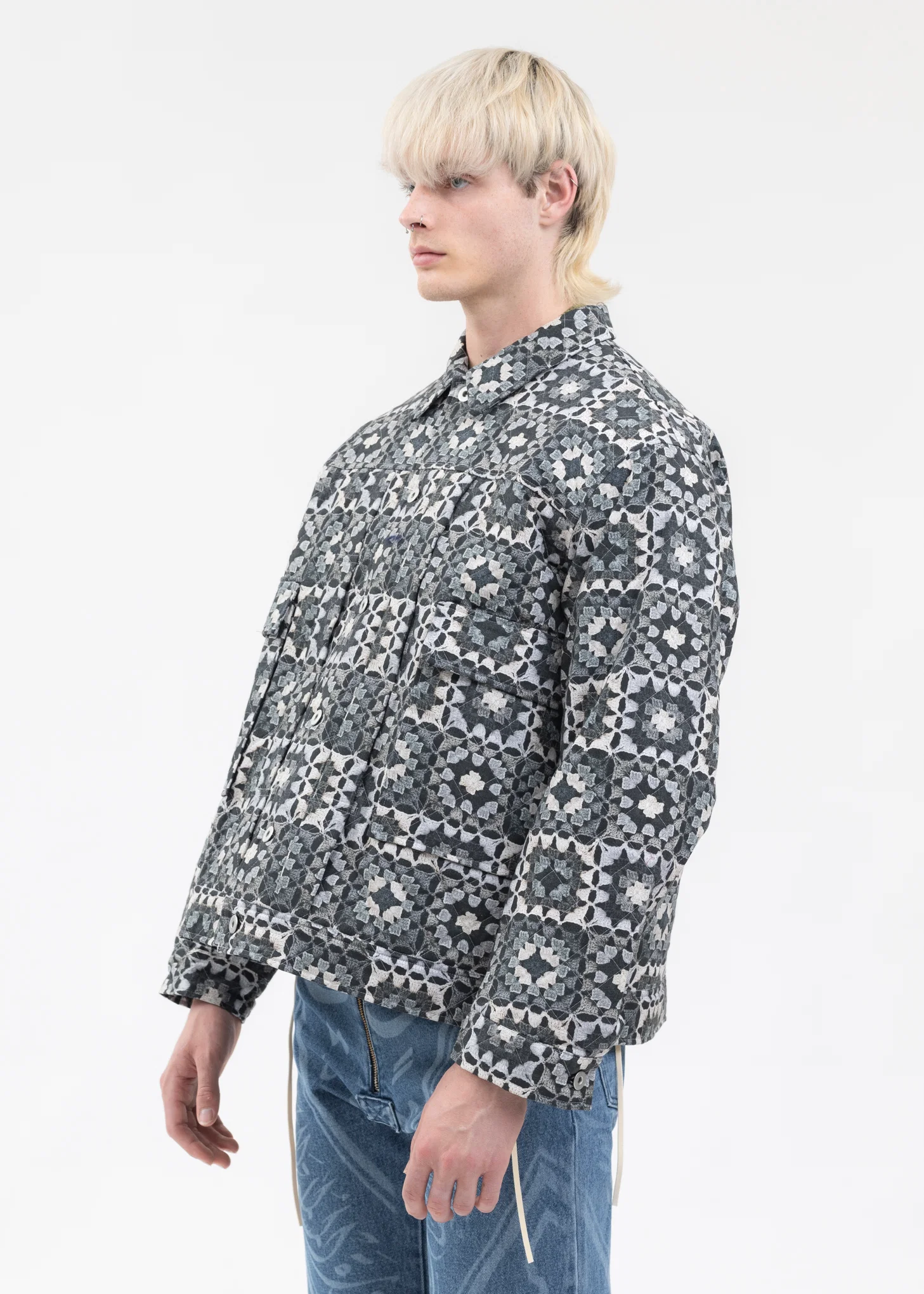 Black CROCHET QUILT 2nd BLOUSON - Image 3