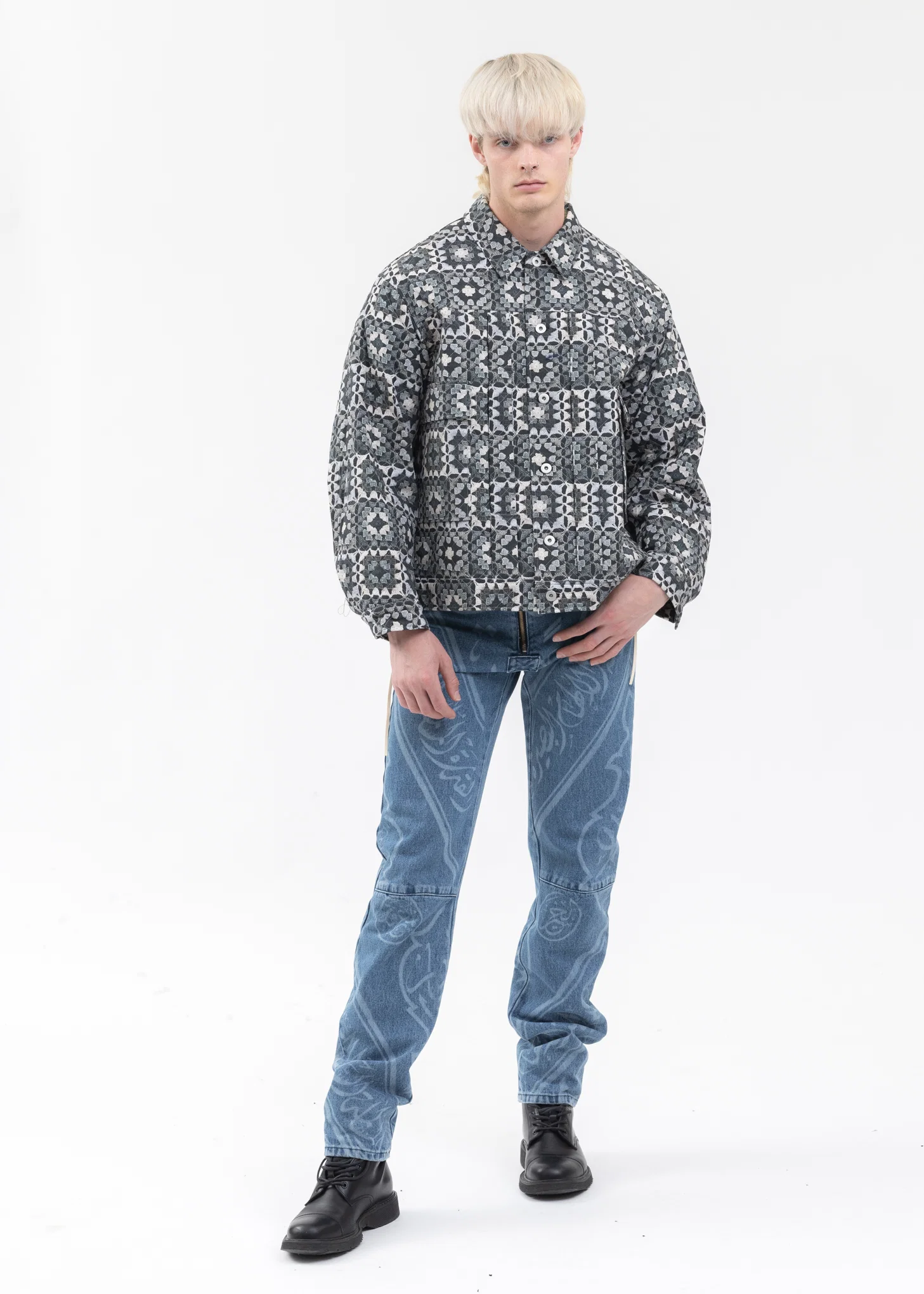 Black CROCHET QUILT 2nd BLOUSON - Image 5