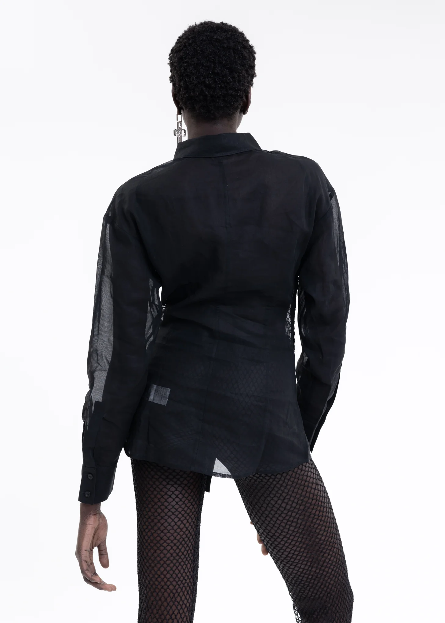 Black Crocheted Hollow Shirt - Image 3