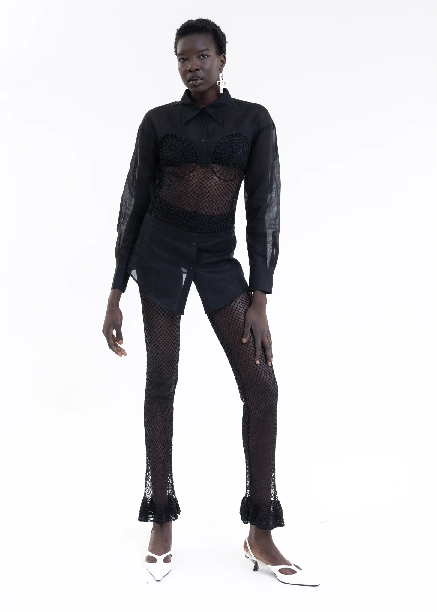 Black Crocheted Hollow Shirt - Image 5