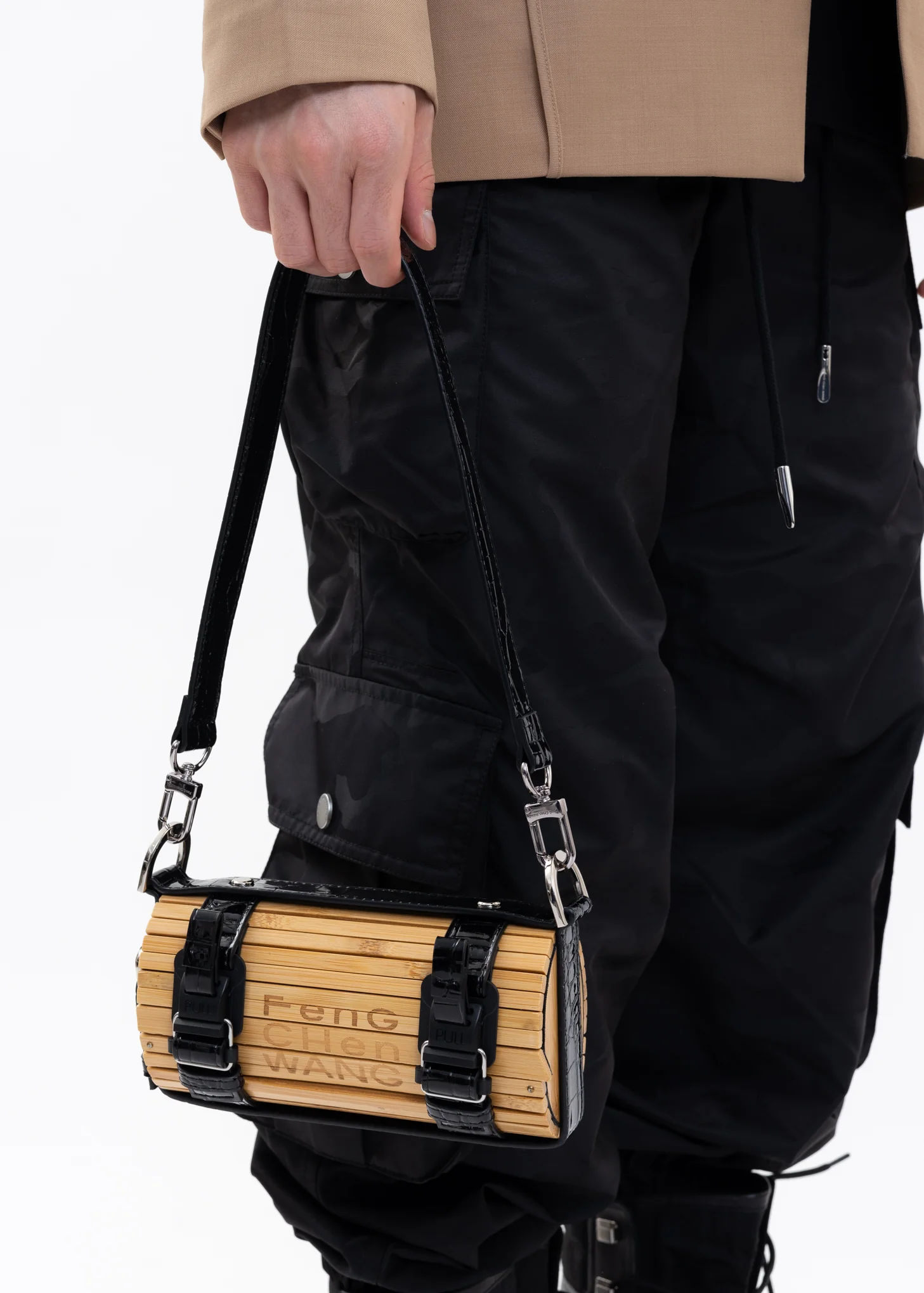 Black Croco Bamboo Bag - Image 2