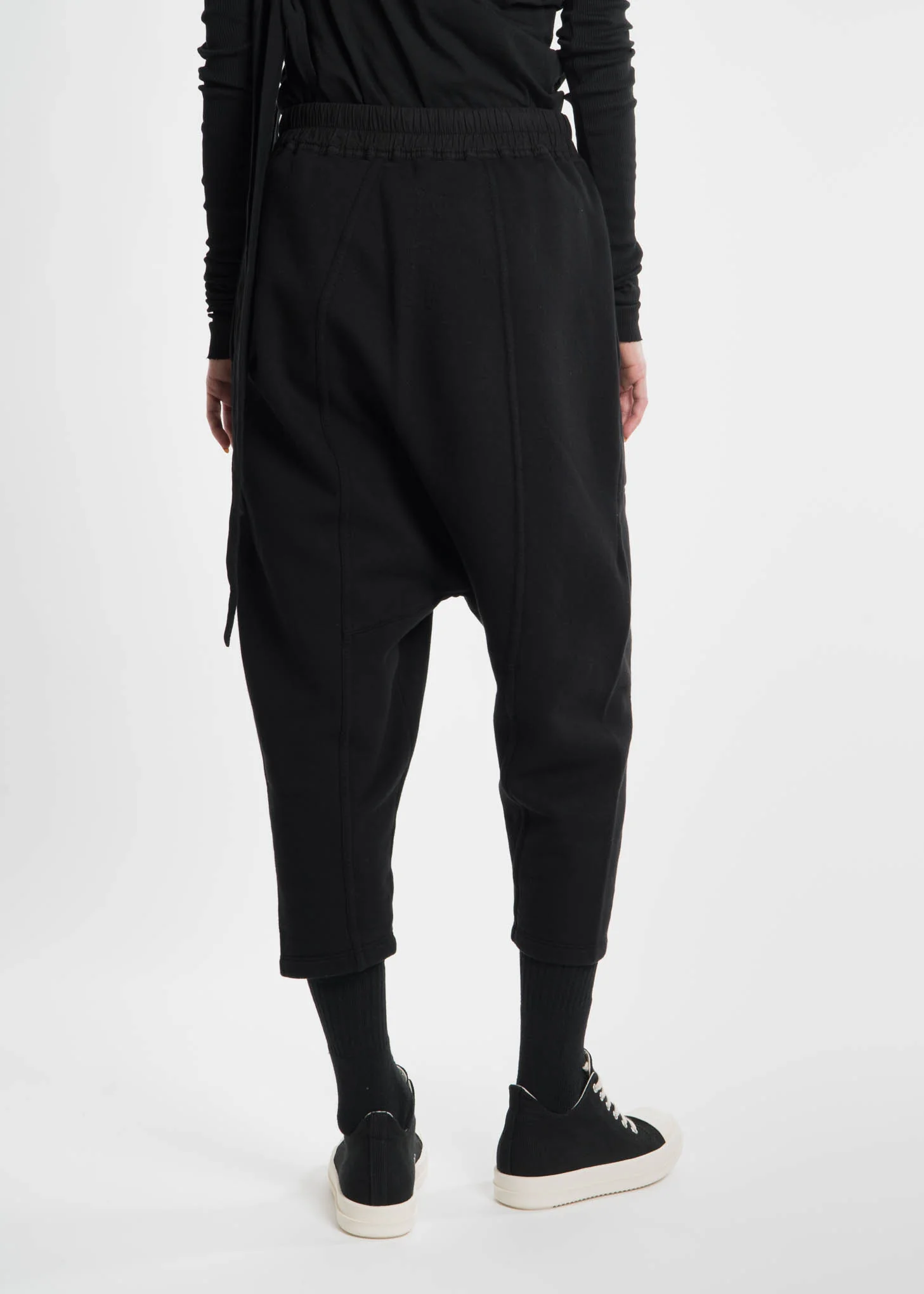 Black Cropped Drawstring Trousers - Image 4