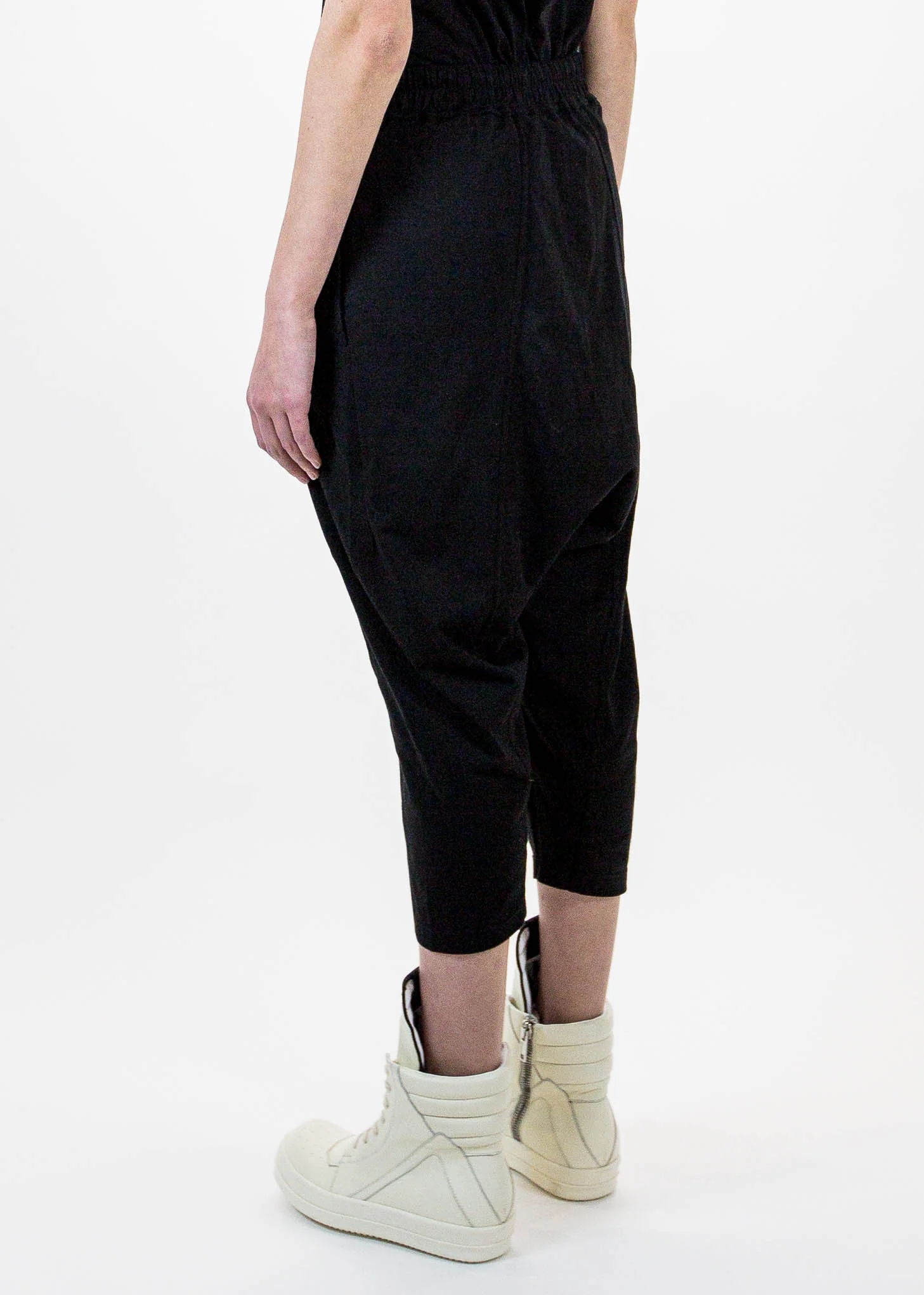 Black Cropped Drawstring Trousers - Image 4