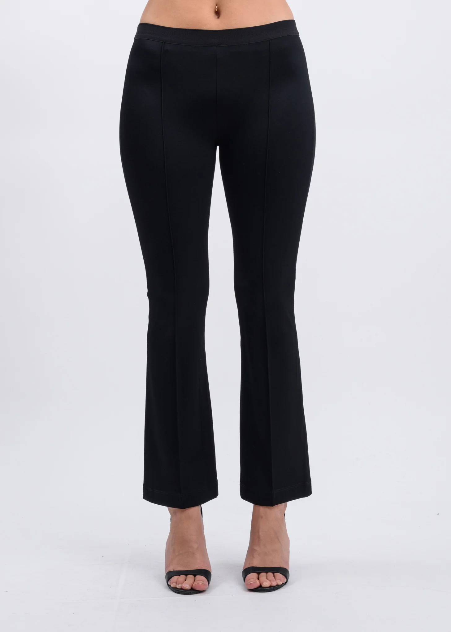 Black Cropped Flare Rib Leggings