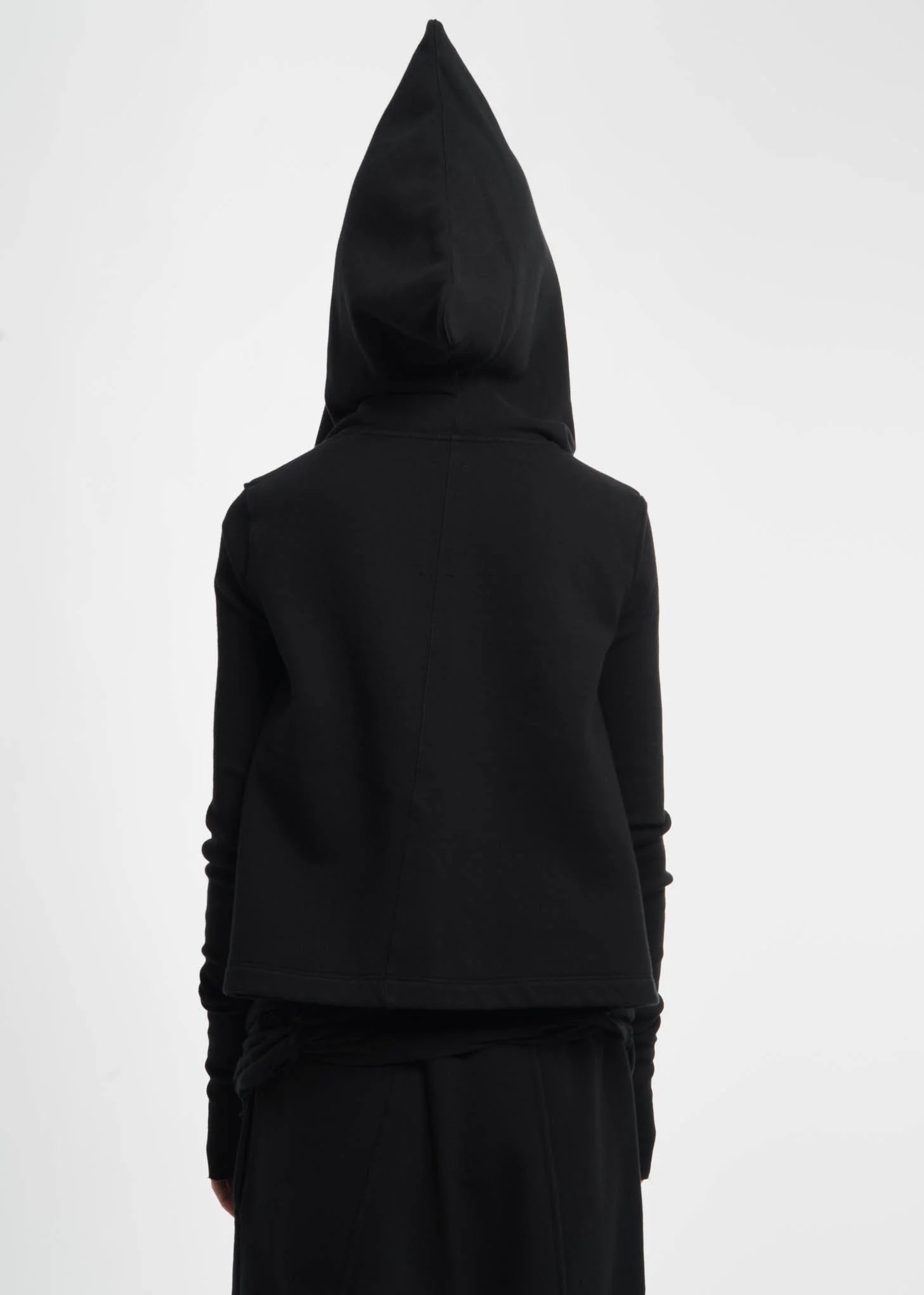 Black Cropped Hooded Wrap Sweatshirt - Image 4