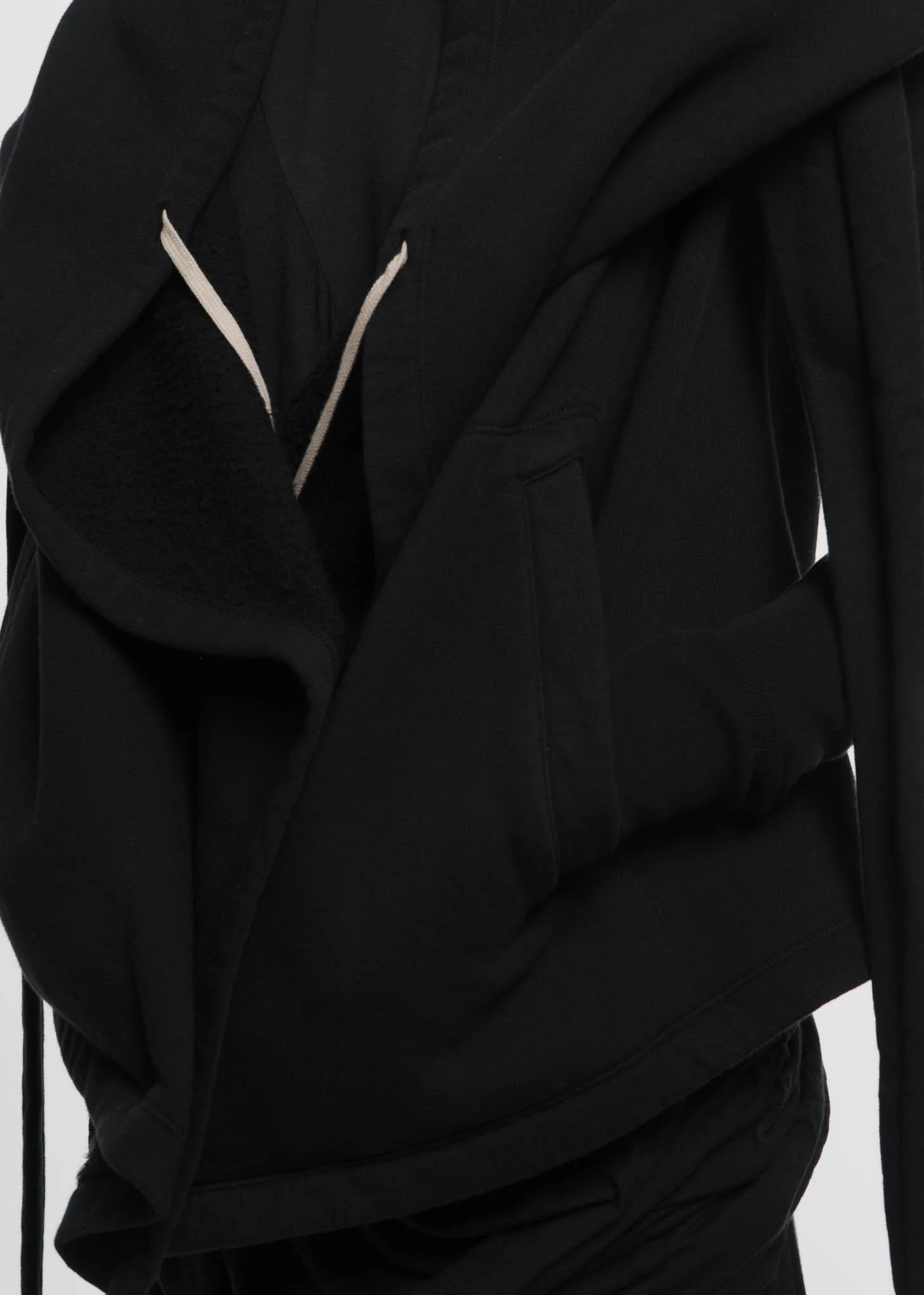 Black Cropped Hooded Wrap Sweatshirt - Image 7