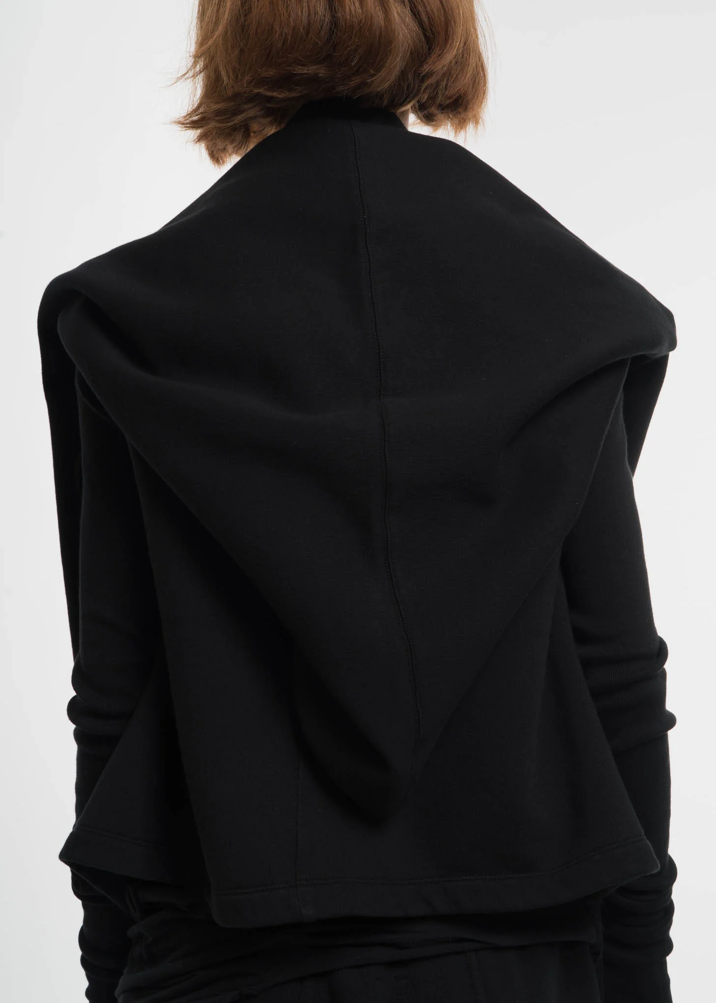 Black Cropped Hooded Wrap Sweatshirt - Image 8