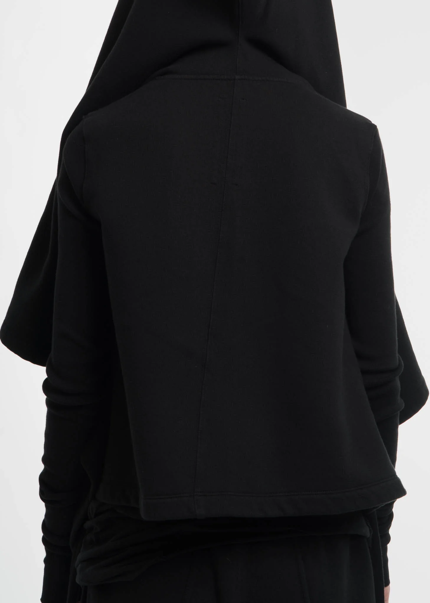 Black Cropped Hooded Wrap Sweatshirt - Image 9