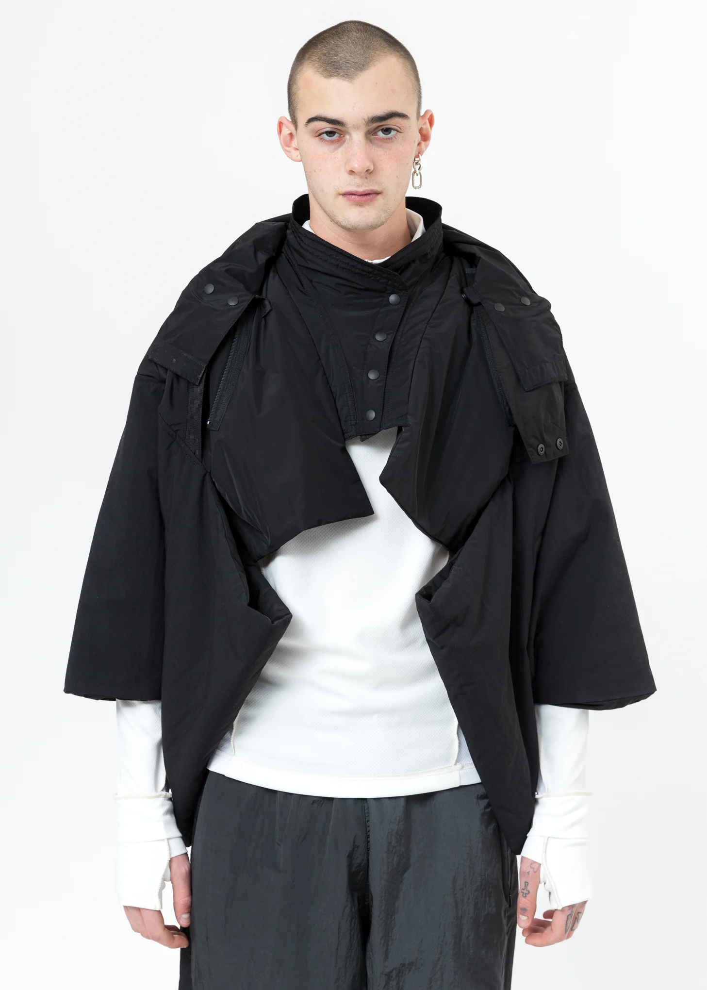 Black Cropped Kimono Jacket