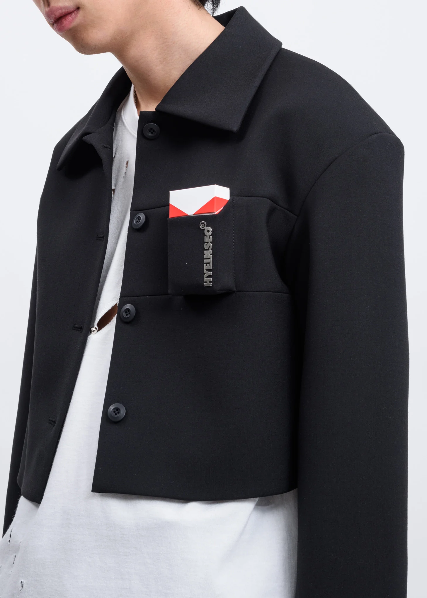 Black Cropped Smoker's Jacket - Image 2