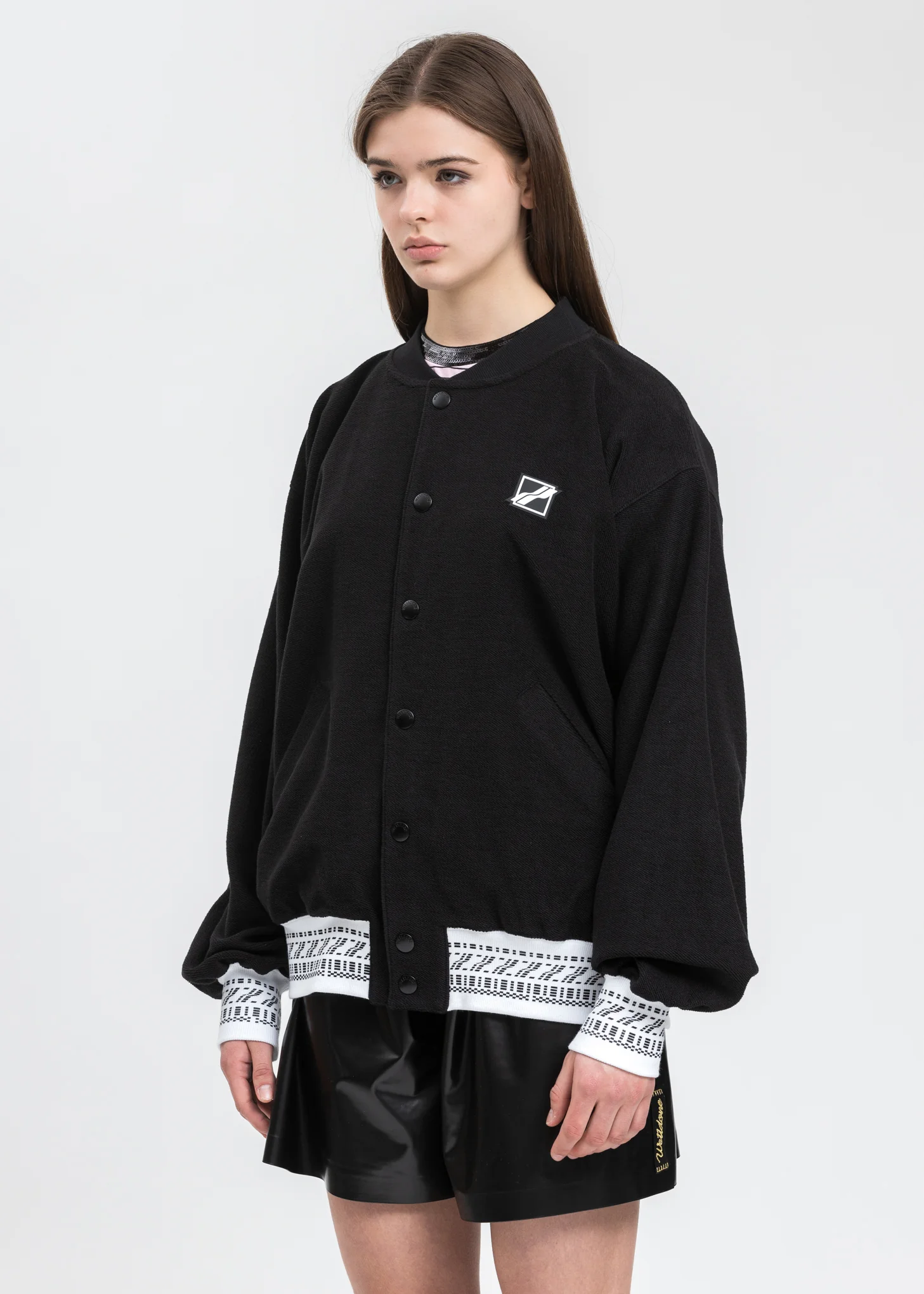 Black Cropped Washed Logo Print Jacket - Image 2
